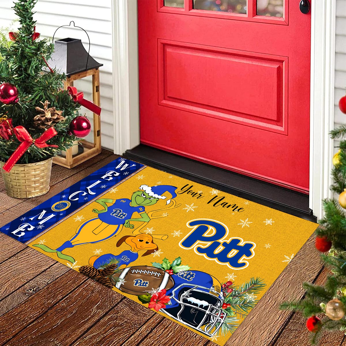 Sportswearmerch Pittsburgh Panthers NCAA x Grinch Christmas Welcome Football Doormat For Fan