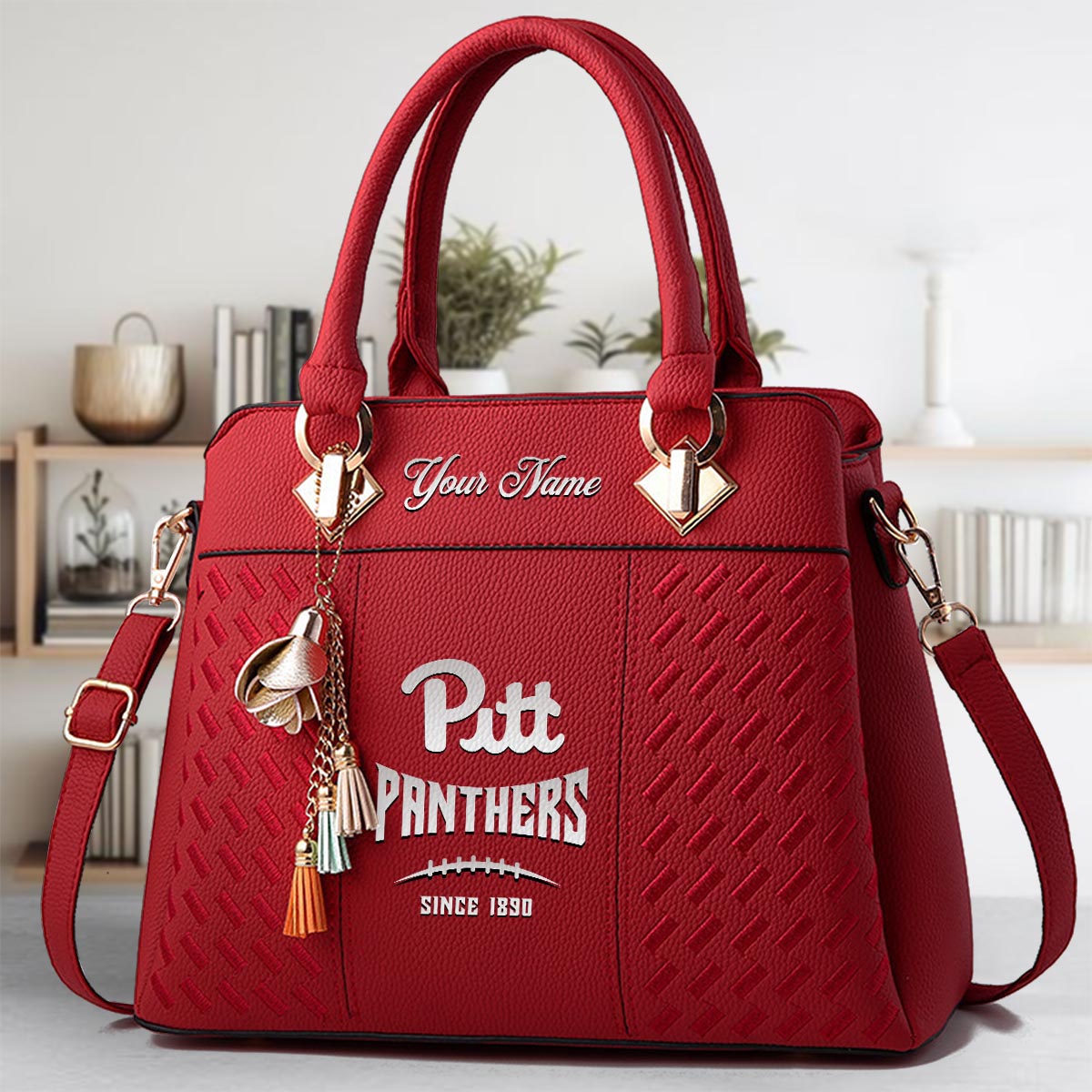 Sportswearmerch Pittsburgh Panthers NCAA Zip Leather Handbag For Fan