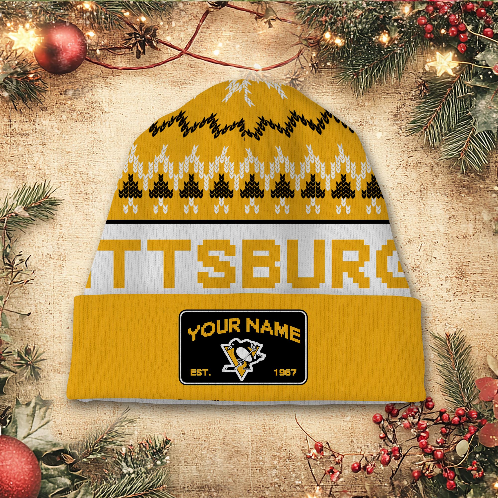 Sportswearmerch Pittsburgh Penguins NHL Christmas Beanie Hat For Fan