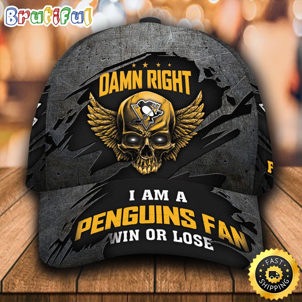 Sportswearmerch Pittsburgh Penguins NHL Damn Right Text Classic Cap For Fan