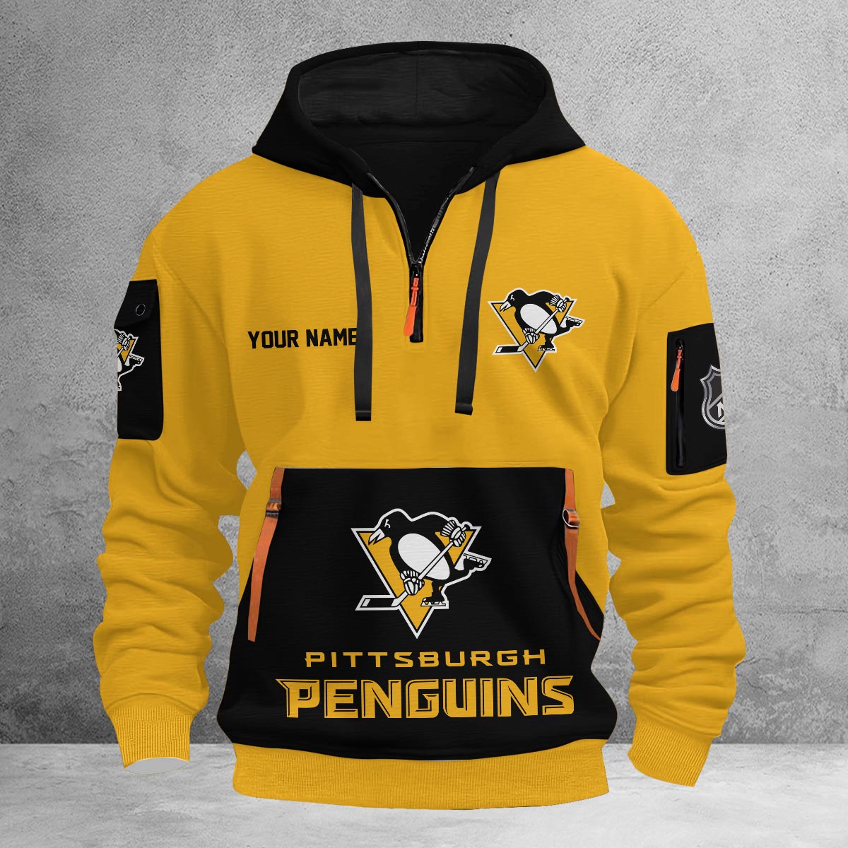Sportswearmerch Pittsburgh Penguins NHL Half Zip Hoodie Personalized For Fan
