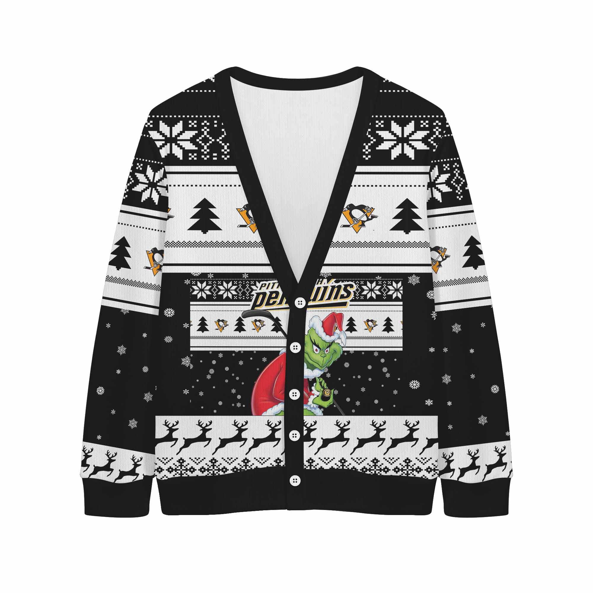 Sportswearmerch Pittsburgh Penguins NHL x Grinch Christmas Cardigan For Fan