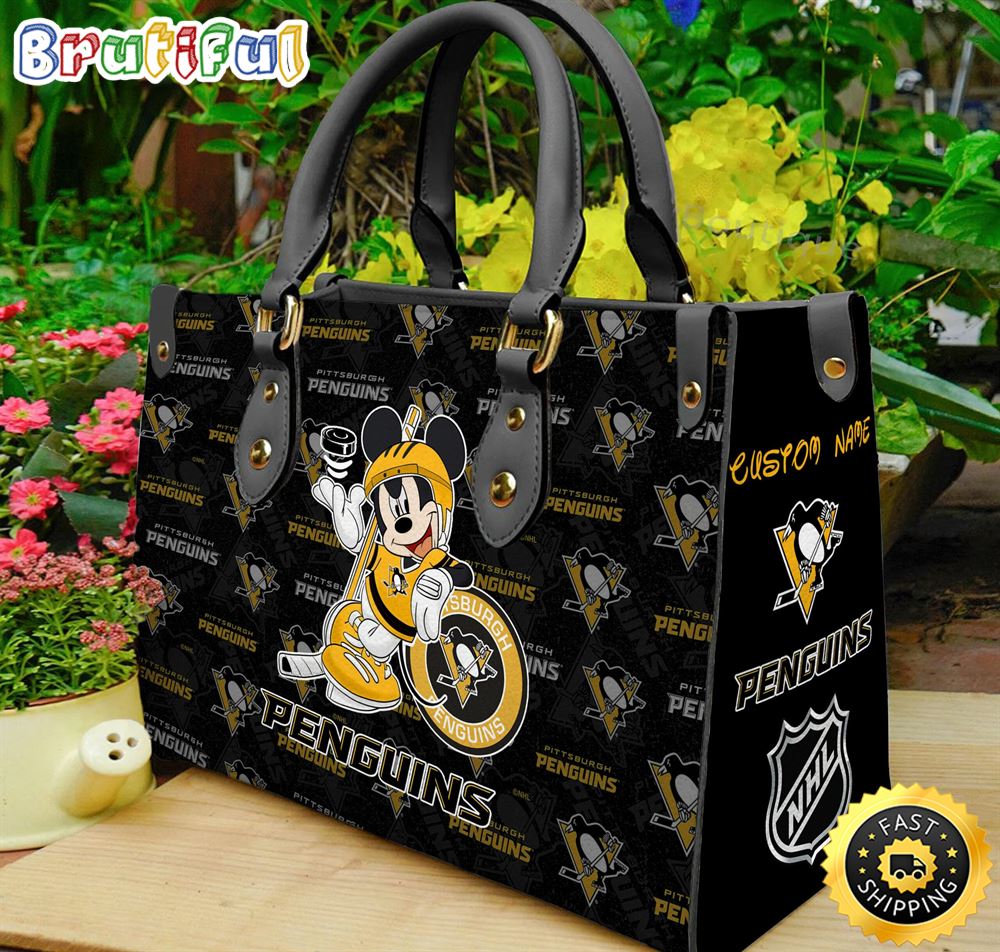 Sportswearmerch Pittsburgh Penguins NHL x Mickey Leather Handbag For Fan
