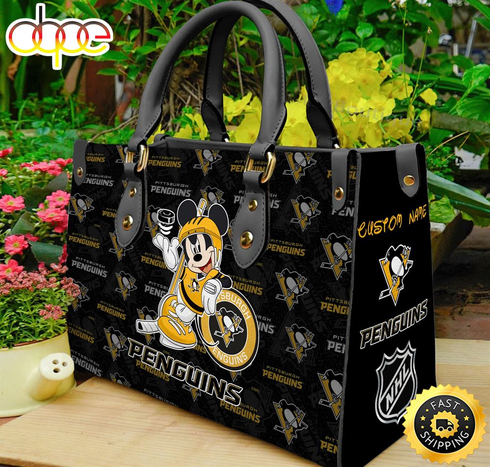 Sportswearmerch Pittsburgh Penguins NHL x Mickey Women Leather Hand Bag For Fan