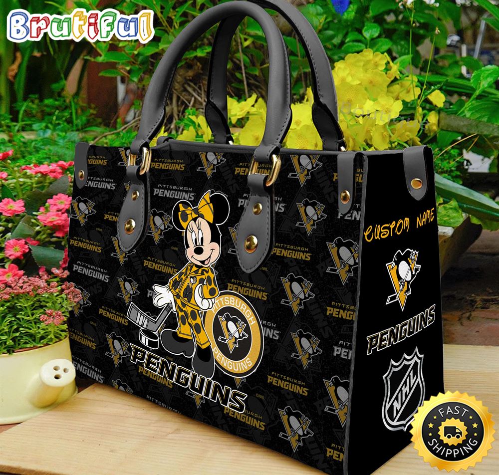 Sportswearmerch Pittsburgh Penguins NHL x Minnie Leather Handbag For Fan