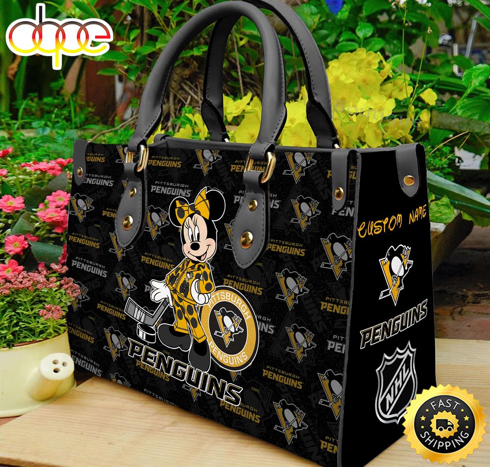 Sportswearmerch Pittsburgh Penguins NHL x Minnie Women Leather Hand Bag For Fan