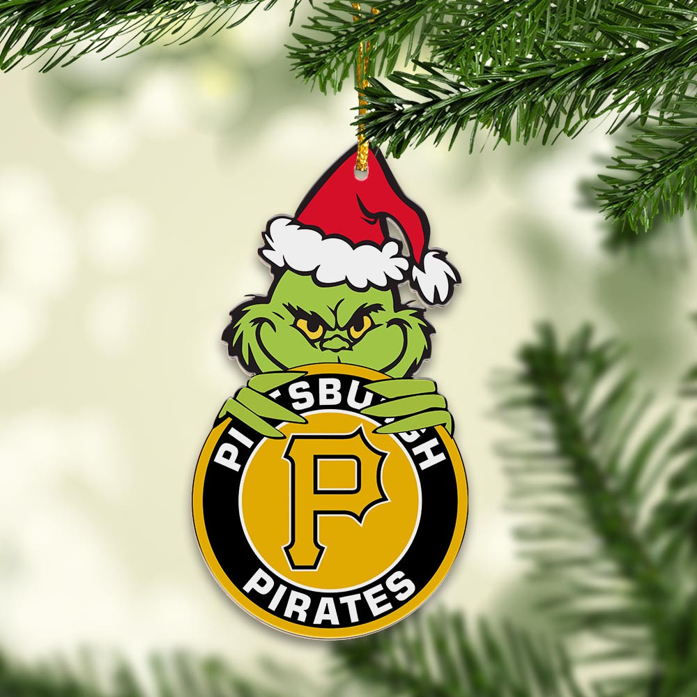 Sportswearmerch Pittsburgh Pirates MLB x Grinch Christmas Acrylic Ornament For Fans
