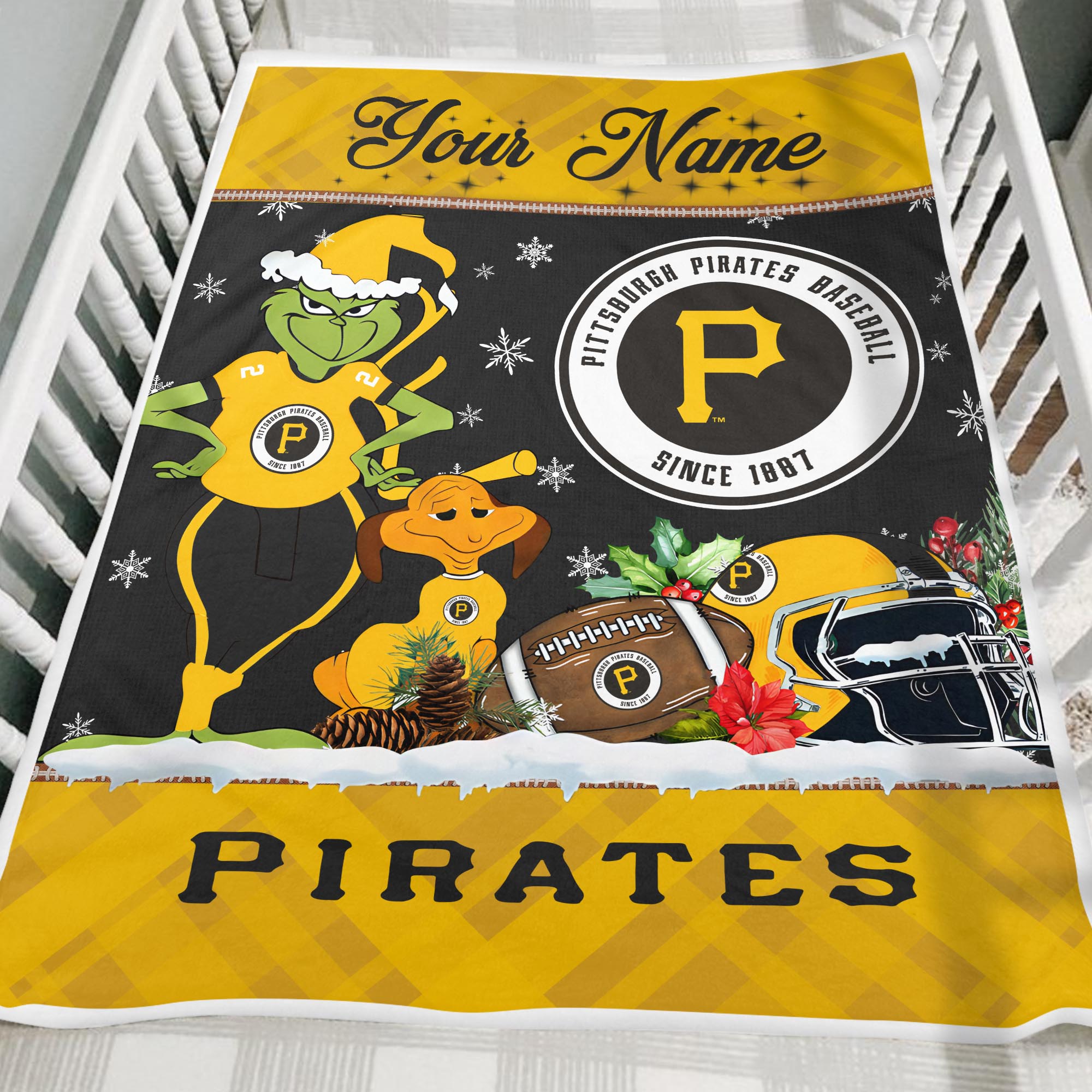 Sportswearmerch Pittsburgh Pirates MLB x Grinch Christmas Fleece Blanket For Fan