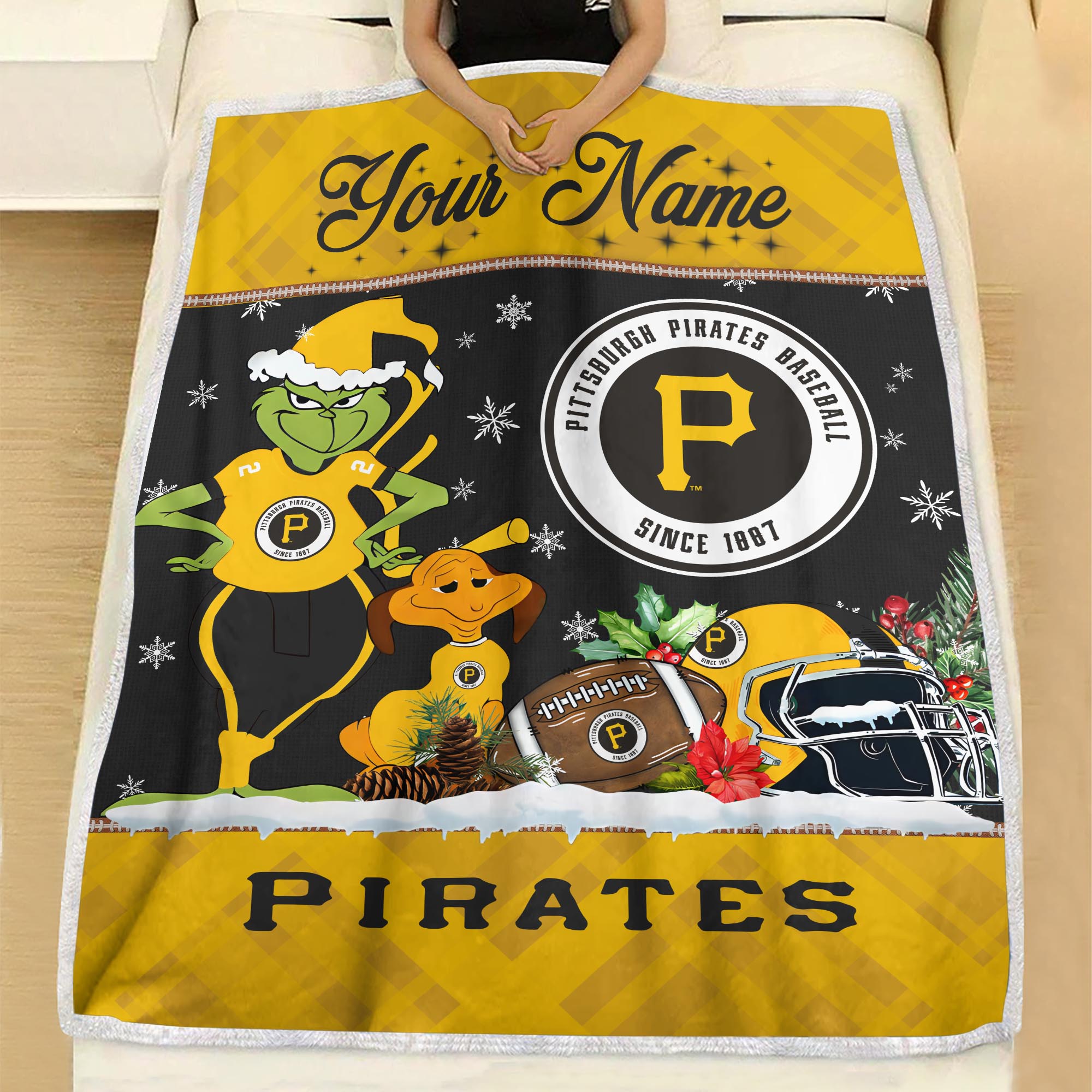 Sportswearmerch Pittsburgh Pirates MLB x Grinch Christmas Fleece Blanket For Fan