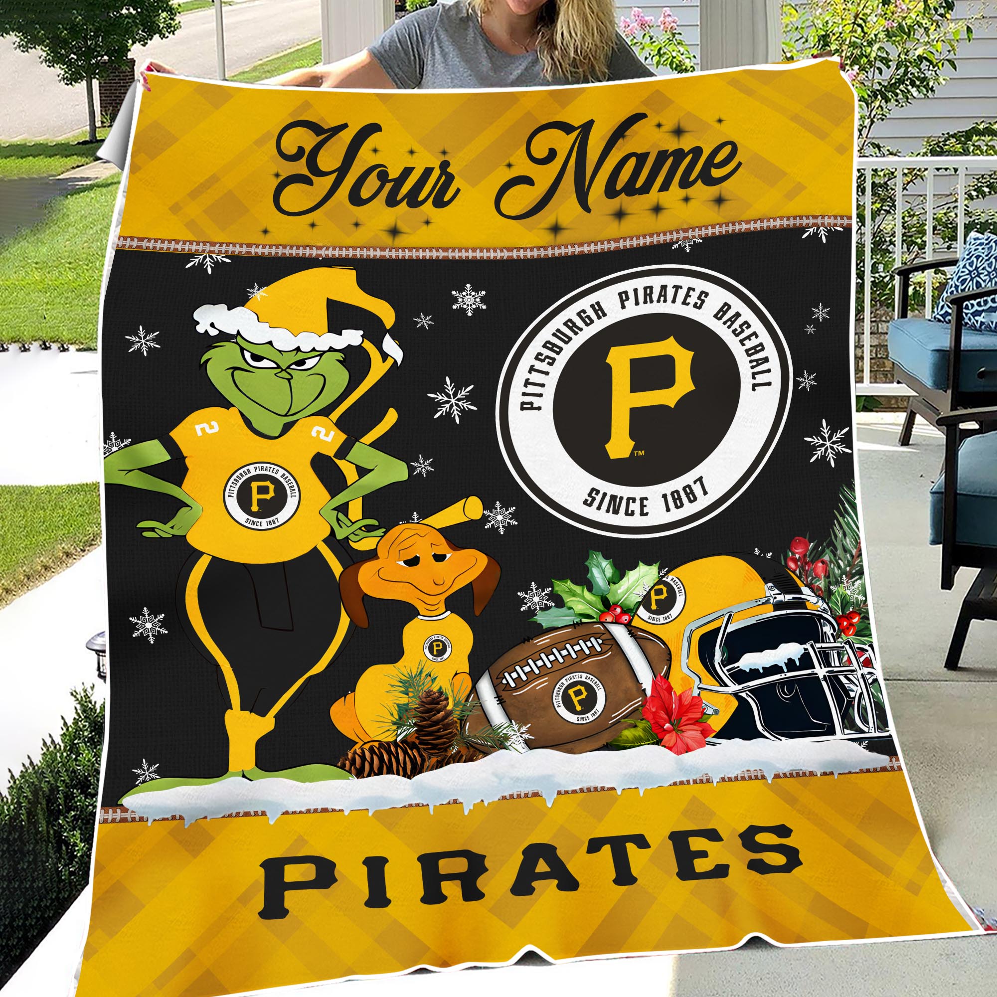 Sportswearmerch Pittsburgh Pirates MLB x Grinch Christmas Fleece Blanket For Fan