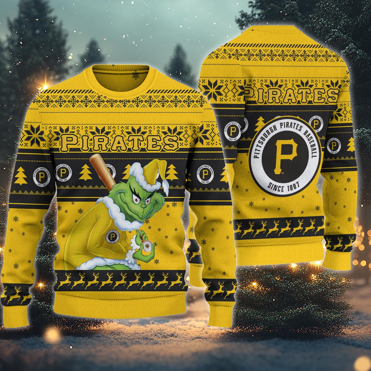 Sportswearmerch Pittsburgh Pirates MLB x Grinch Christmas Ugly Sweater For Fans