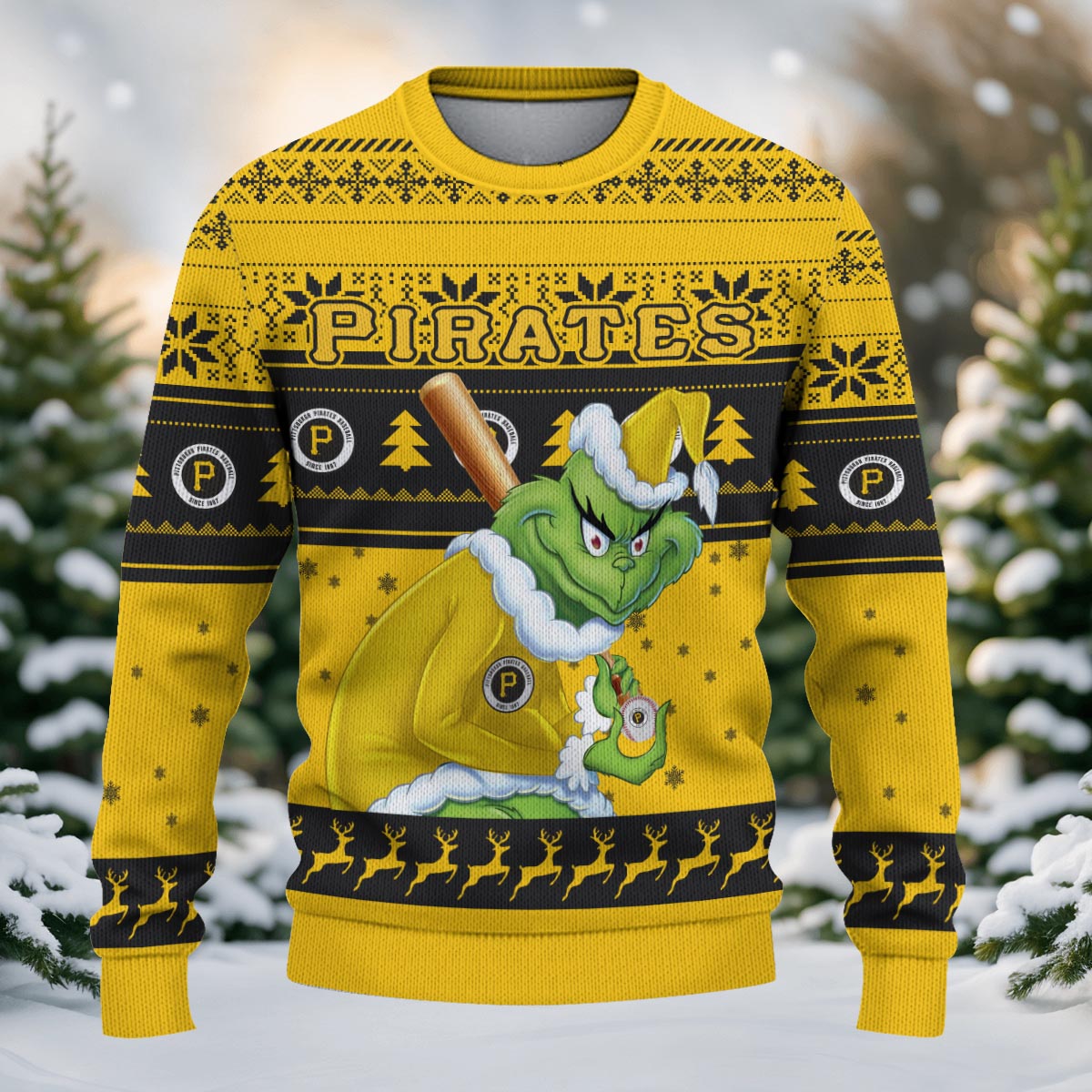 Sportswearmerch Pittsburgh Pirates MLB x Grinch Christmas Ugly Sweater For Fans
