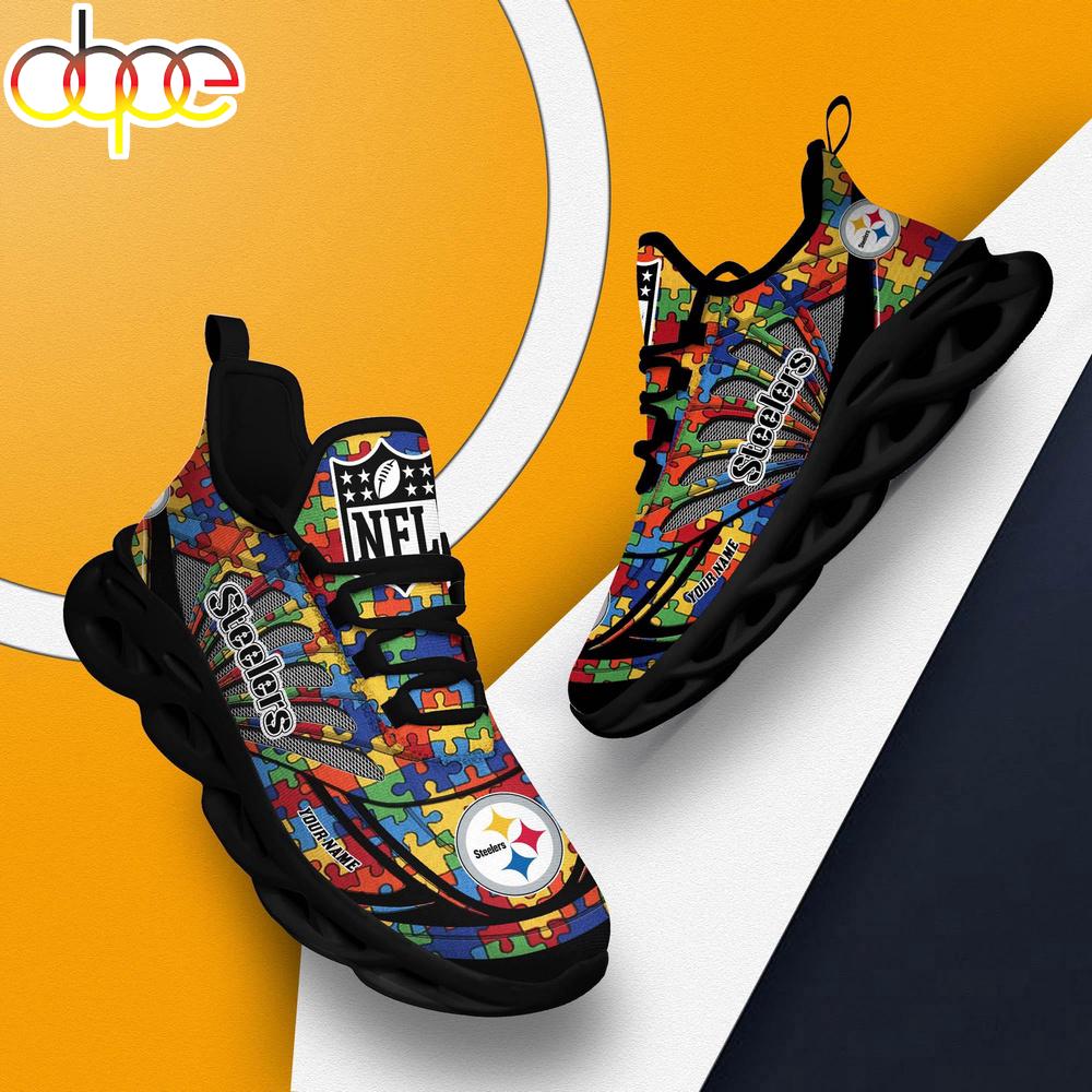 Sportswearmerch Pittsburgh Steelers NFL Autism Clunky Max Soul Shoes Sneakers For Men And Women