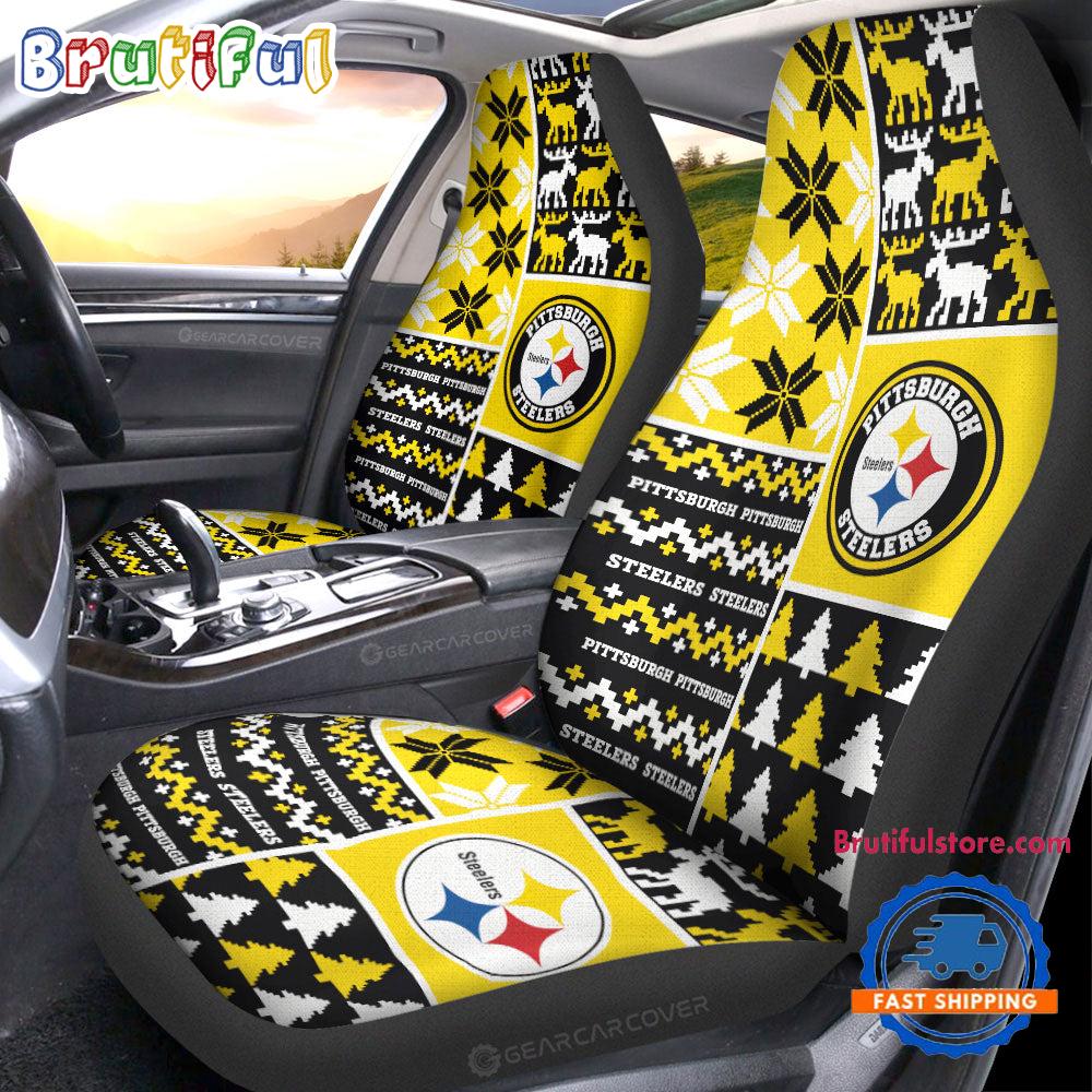 Sportswearmerch Pittsburgh Steelers NFL Design Christmas Car Seat Covers For Fan