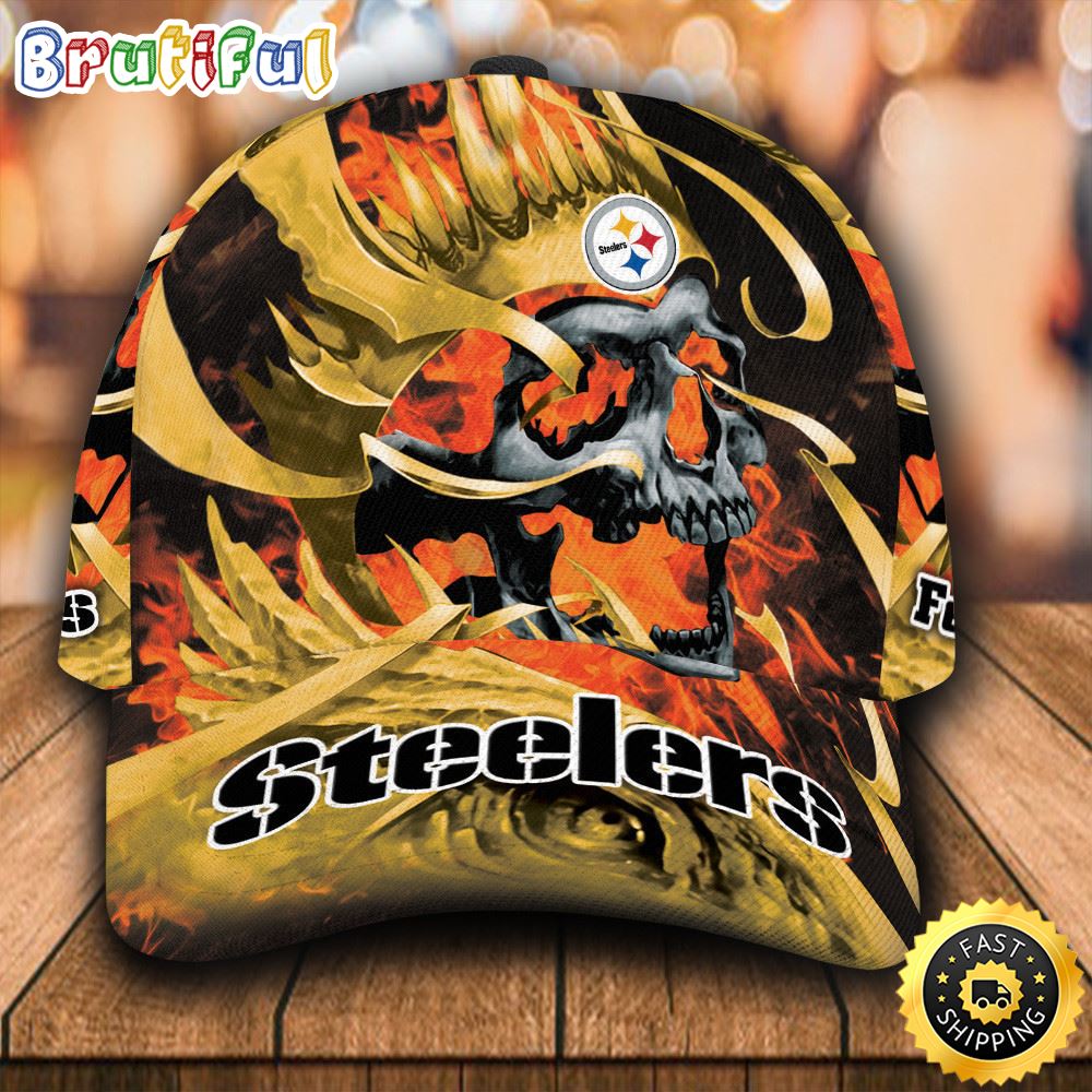 Sportswearmerch Pittsburgh Steelers NFL Fire Skull Classic Cap For Fan