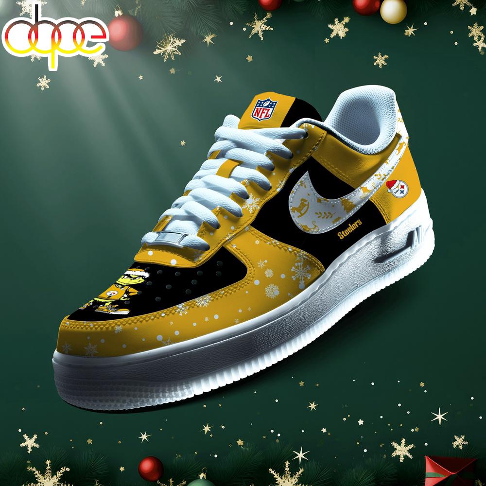 Sportswearmerch Pittsburgh Steelers NFL Grinch Merry Christmas Air Low-Top Sneakers Shoes For Men And Women
