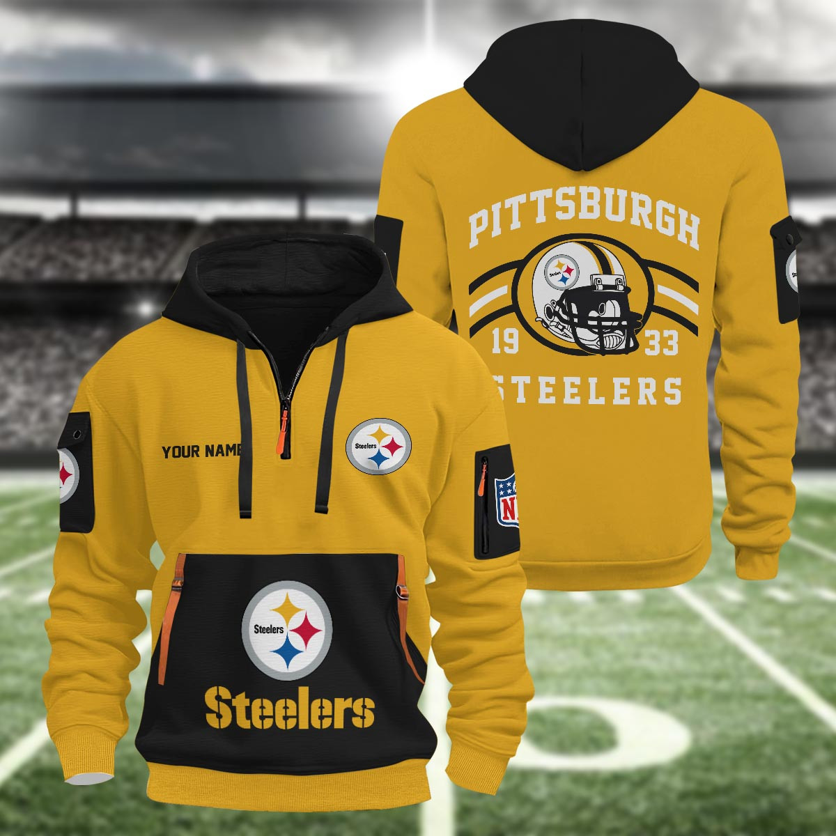 Sportswearmerch Pittsburgh Steelers NFL Half Zip Hoodie For Fan