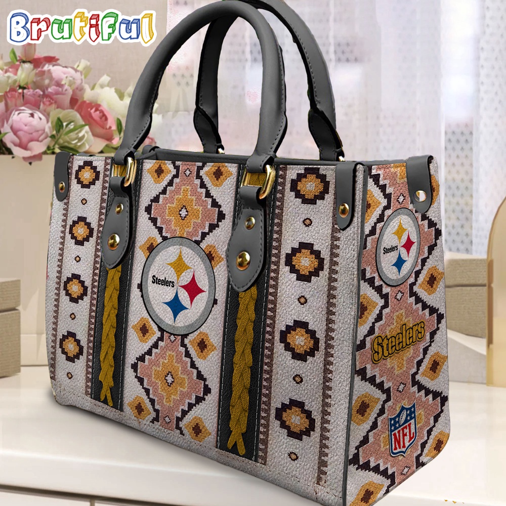 Sportswearmerch Pittsburgh Steelers NFL Native American Pattern Leather Bag For Fan