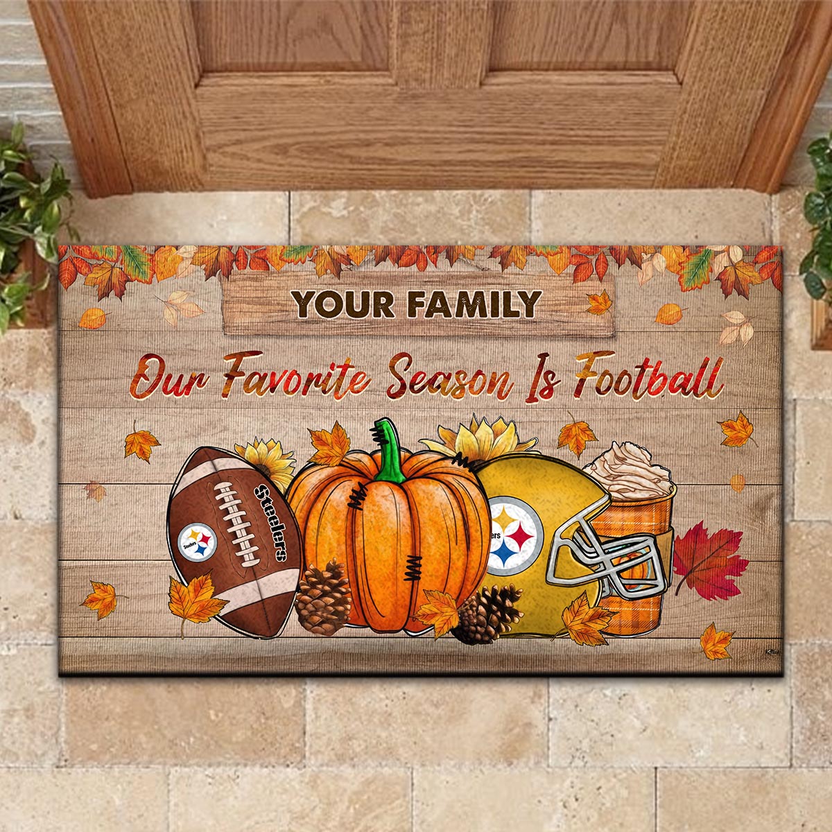 Sportswearmerch Pittsburgh Steelers NFL Our Favorite Season is Football Doormat For Fan