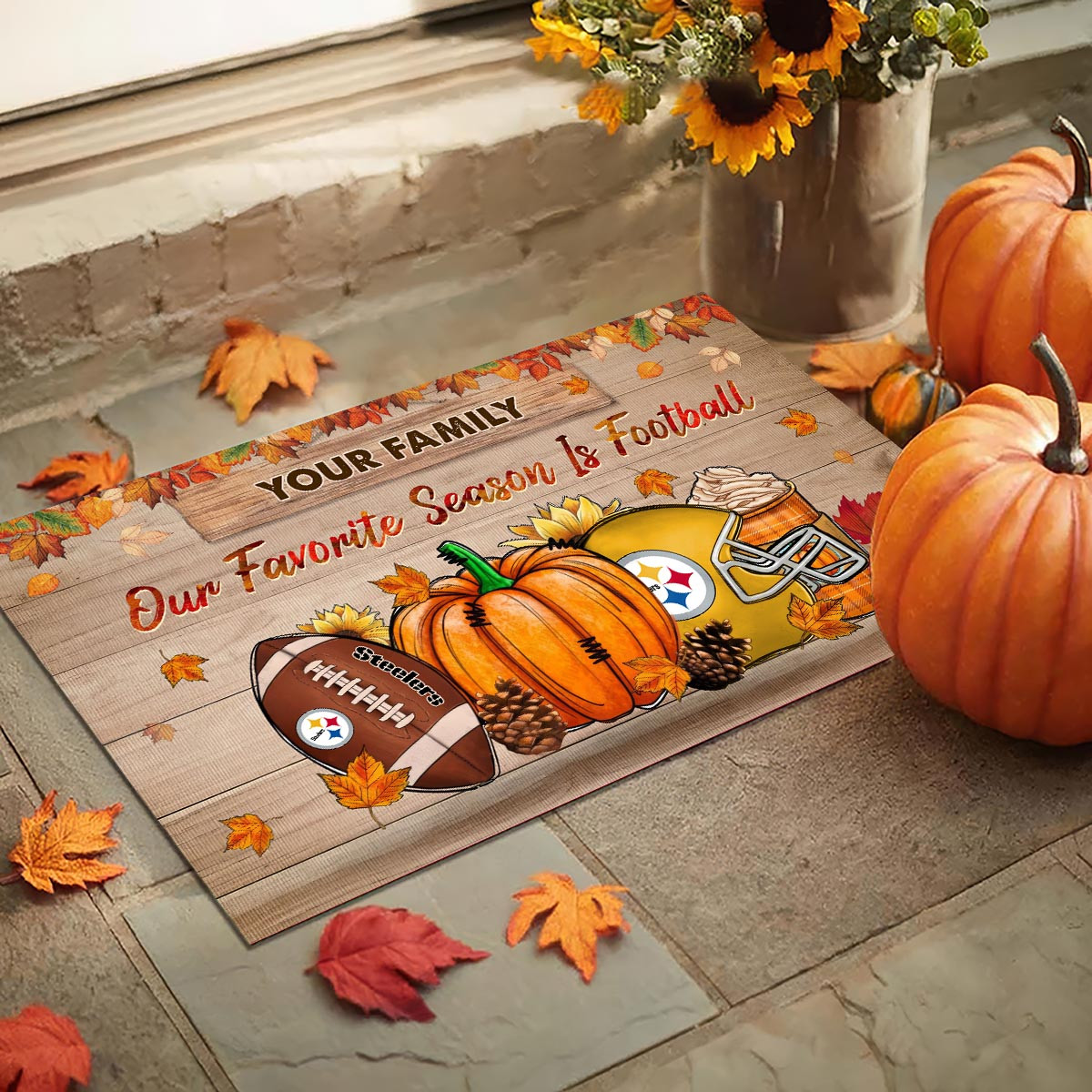 Sportswearmerch Pittsburgh Steelers NFL Our Favorite Season is Football Doormat For Fan
