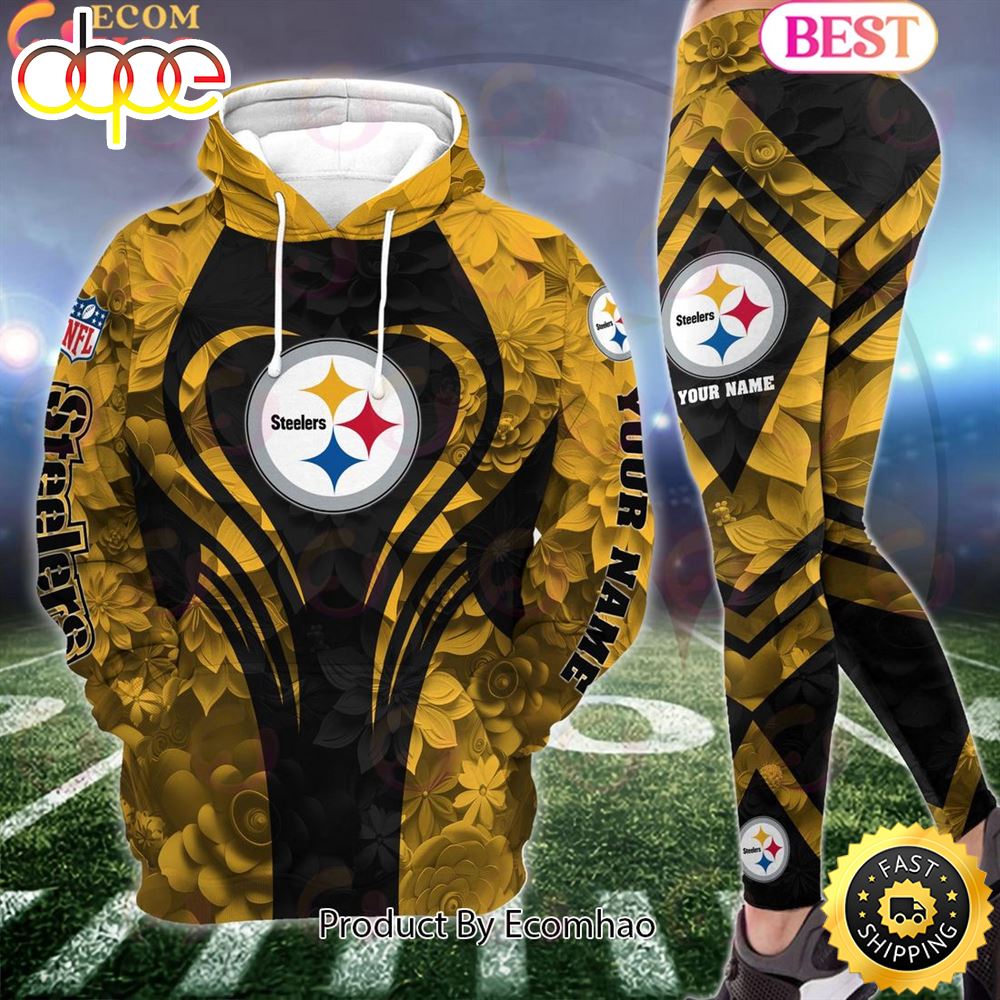 Sportswearmerch Pittsburgh Steelers NFL Special Flowers Design Hoodie And Leggings For Fan