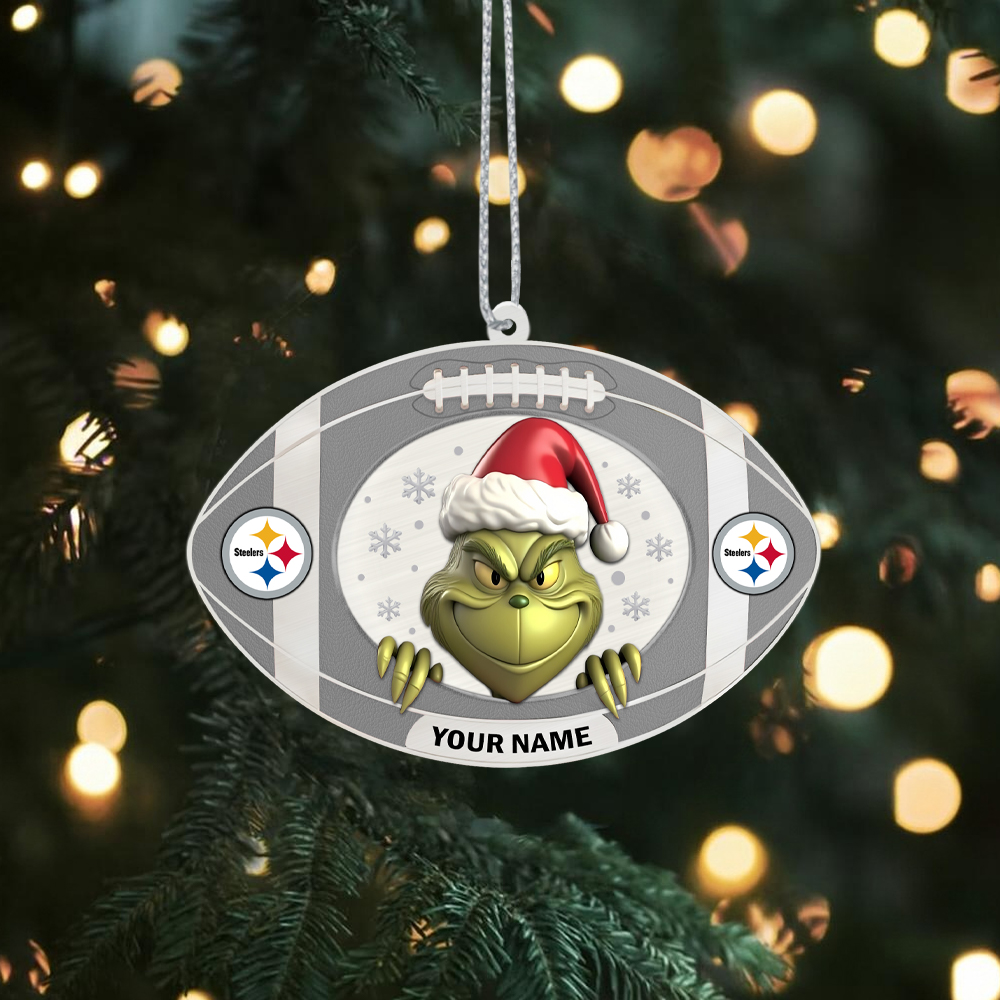 Sportswearmerch Pittsburgh Steelers NFL The Grinch x Christmas Acrylic Ornament Gift For Fan