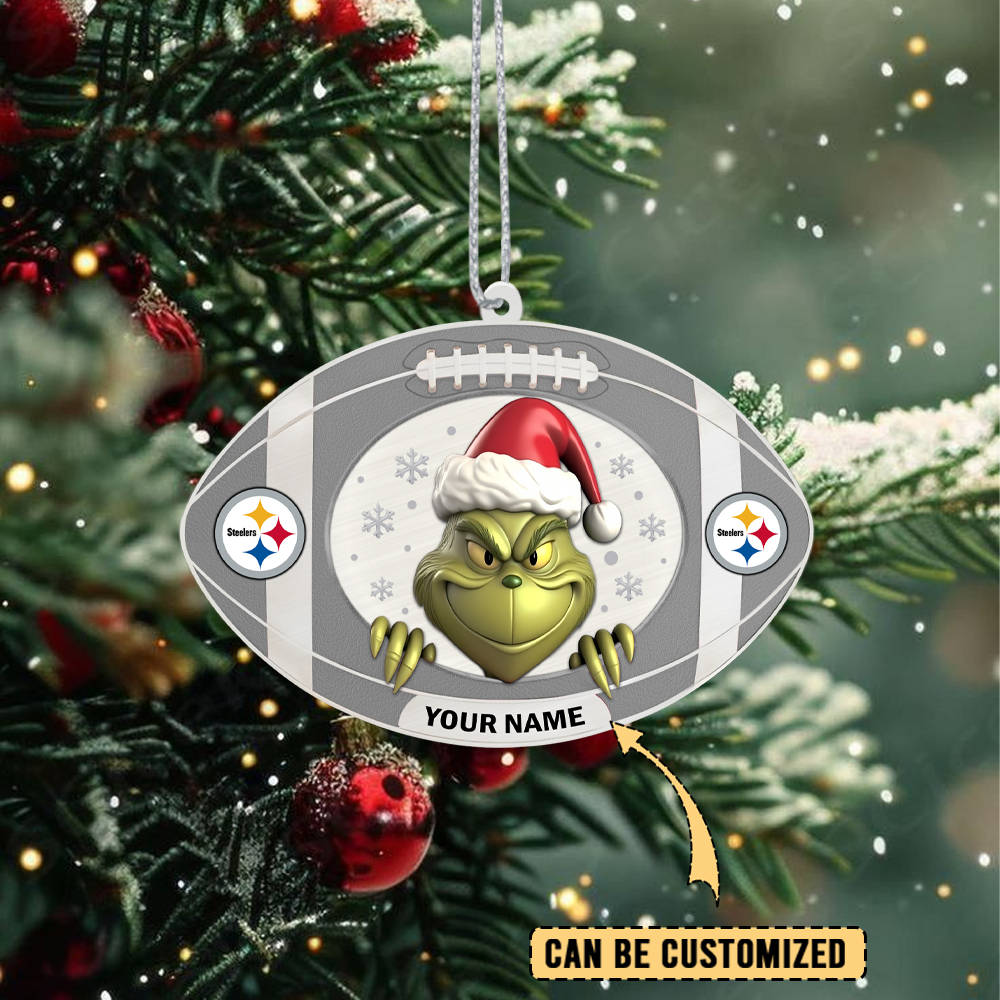 Sportswearmerch Pittsburgh Steelers NFL The Grinch x Christmas Acrylic Ornament Gift For Fan
