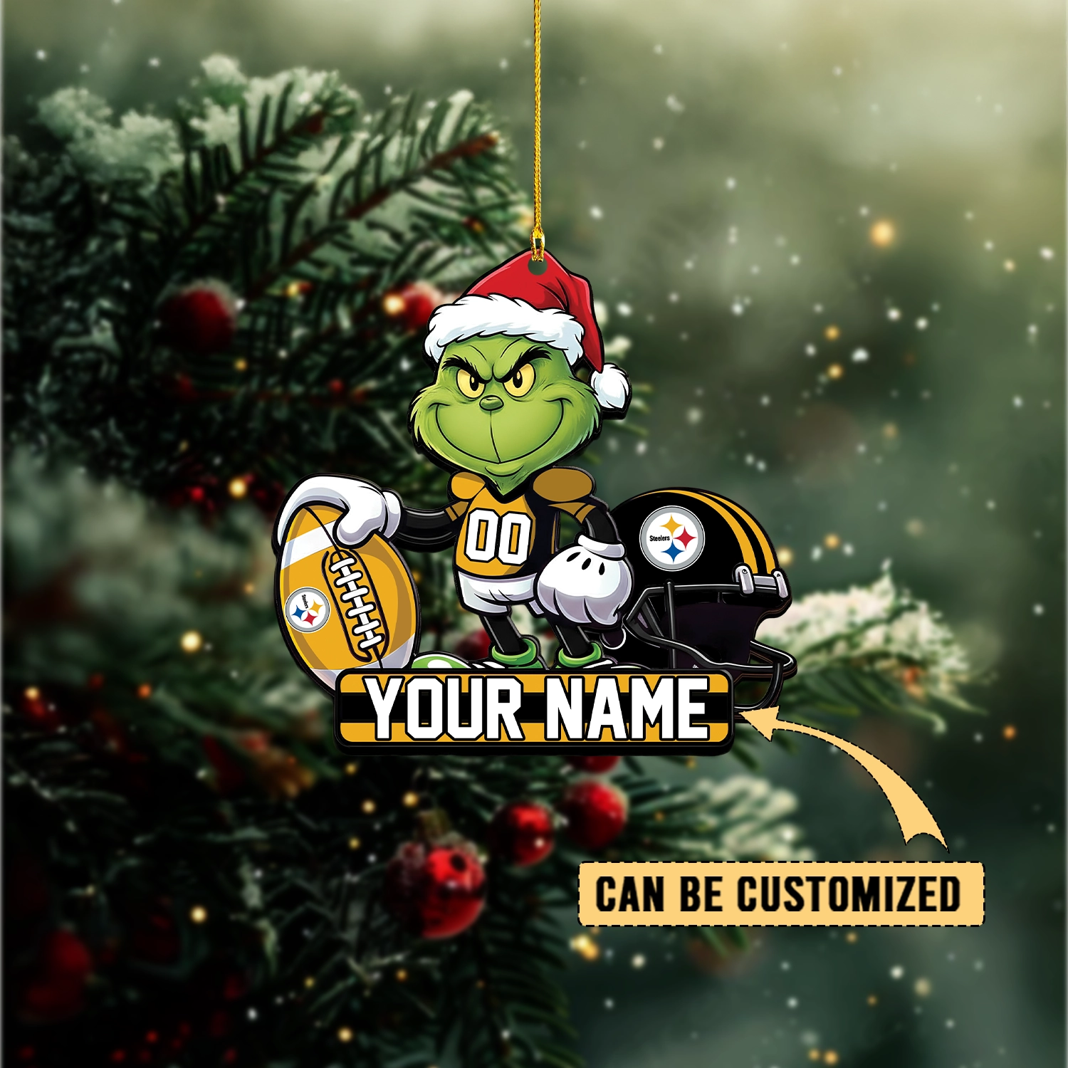 Sportswearmerch Pittsburgh Steelers NFL The Grinch x Christmas Acrylic Ornament Gift For Fan