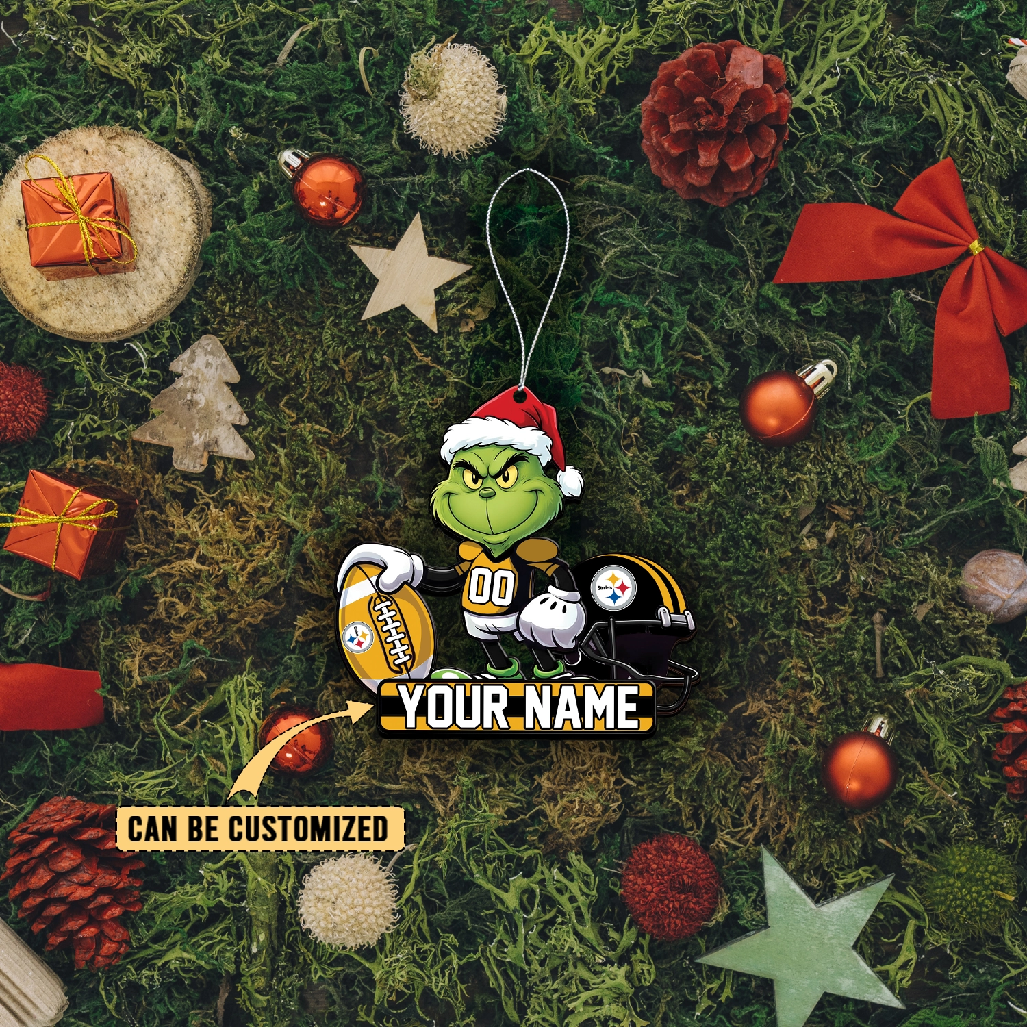Sportswearmerch Pittsburgh Steelers NFL The Grinch x Christmas Acrylic Ornament Gift For Fan
