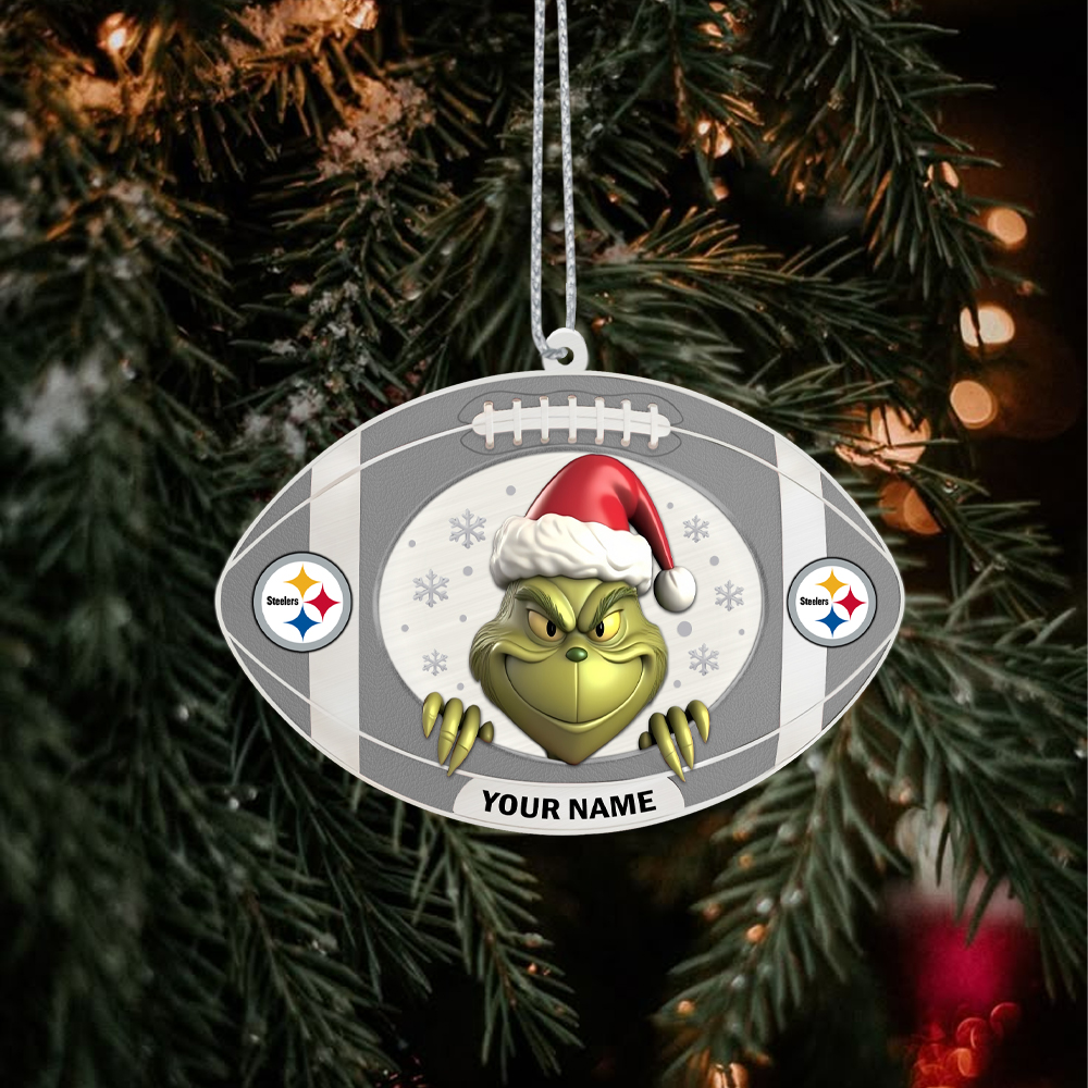 Sportswearmerch Pittsburgh Steelers NFL The Grinch x Christmas Acrylic Ornament Gift For Fan