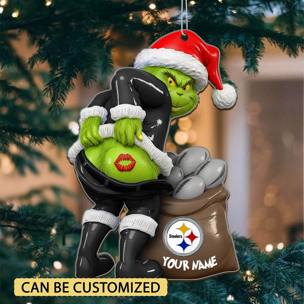 Sportswearmerch Pittsburgh Steelers NFL The Grinch x Christmas Acrylic Ornament Gift For Fan