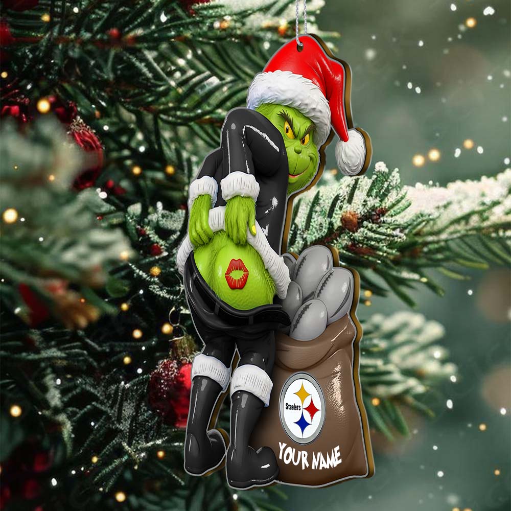 Sportswearmerch Pittsburgh Steelers NFL The Grinch x Christmas Acrylic Ornament Gift For Fan