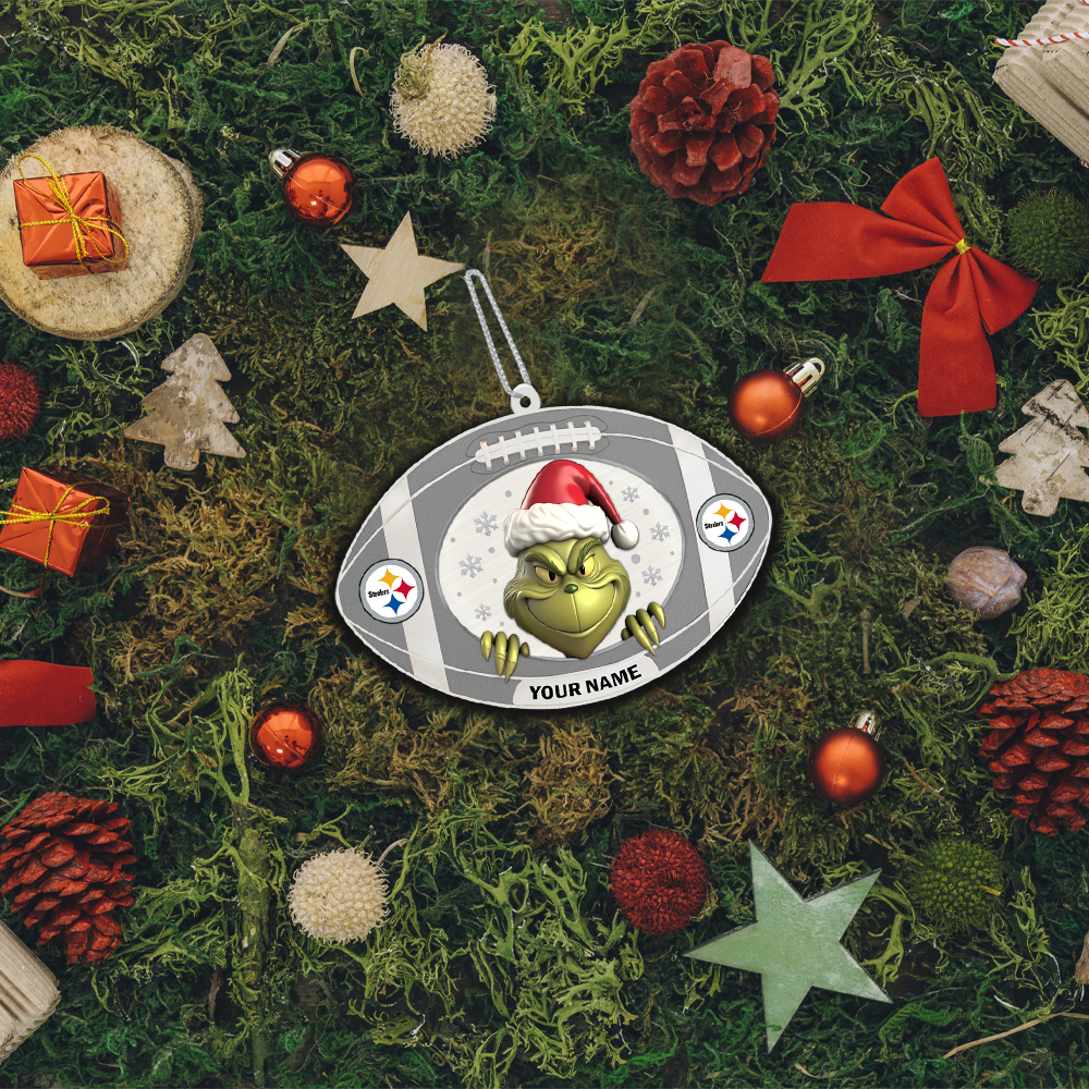 Sportswearmerch Pittsburgh Steelers NFL The Grinch x Christmas Acrylic Ornament Gift For Fan