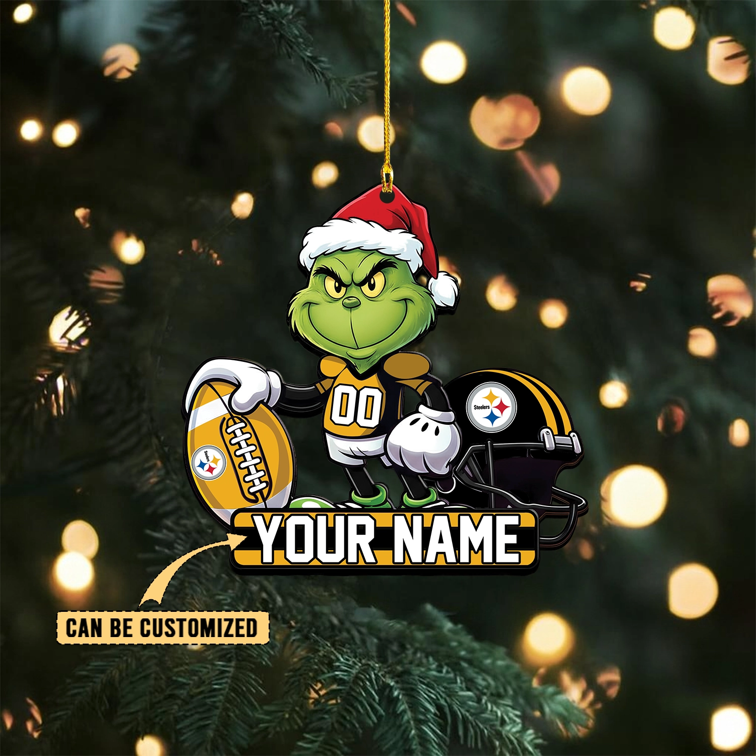 Sportswearmerch Pittsburgh Steelers NFL The Grinch x Christmas Acrylic Ornament Gift For Fan