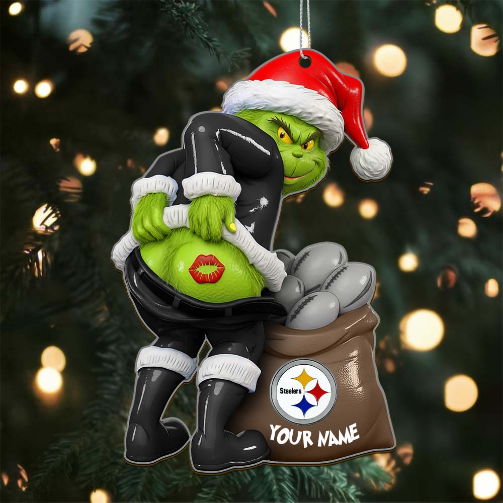 Sportswearmerch Pittsburgh Steelers NFL The Grinch x Christmas Acrylic Ornament Gift For Fan