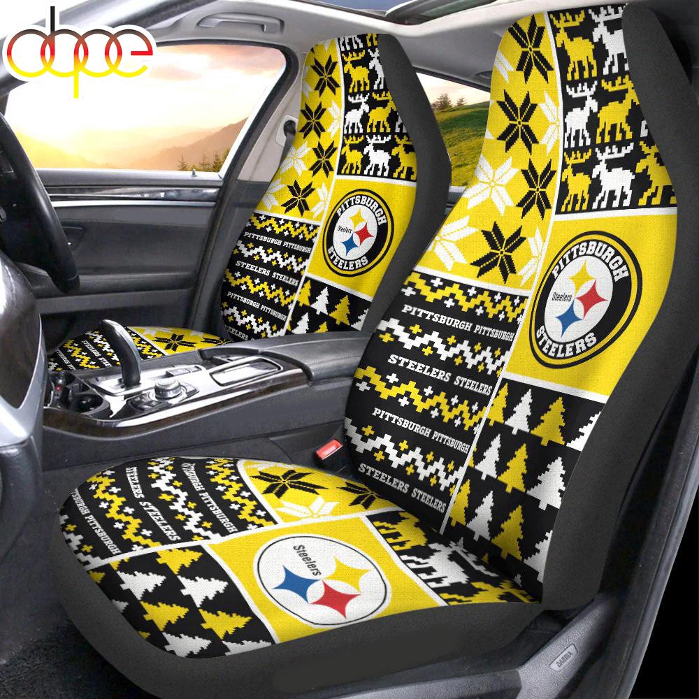 Sportswearmerch Pittsburgh Steelers NFL Ugly Christmas Car Seat Covers For Fan