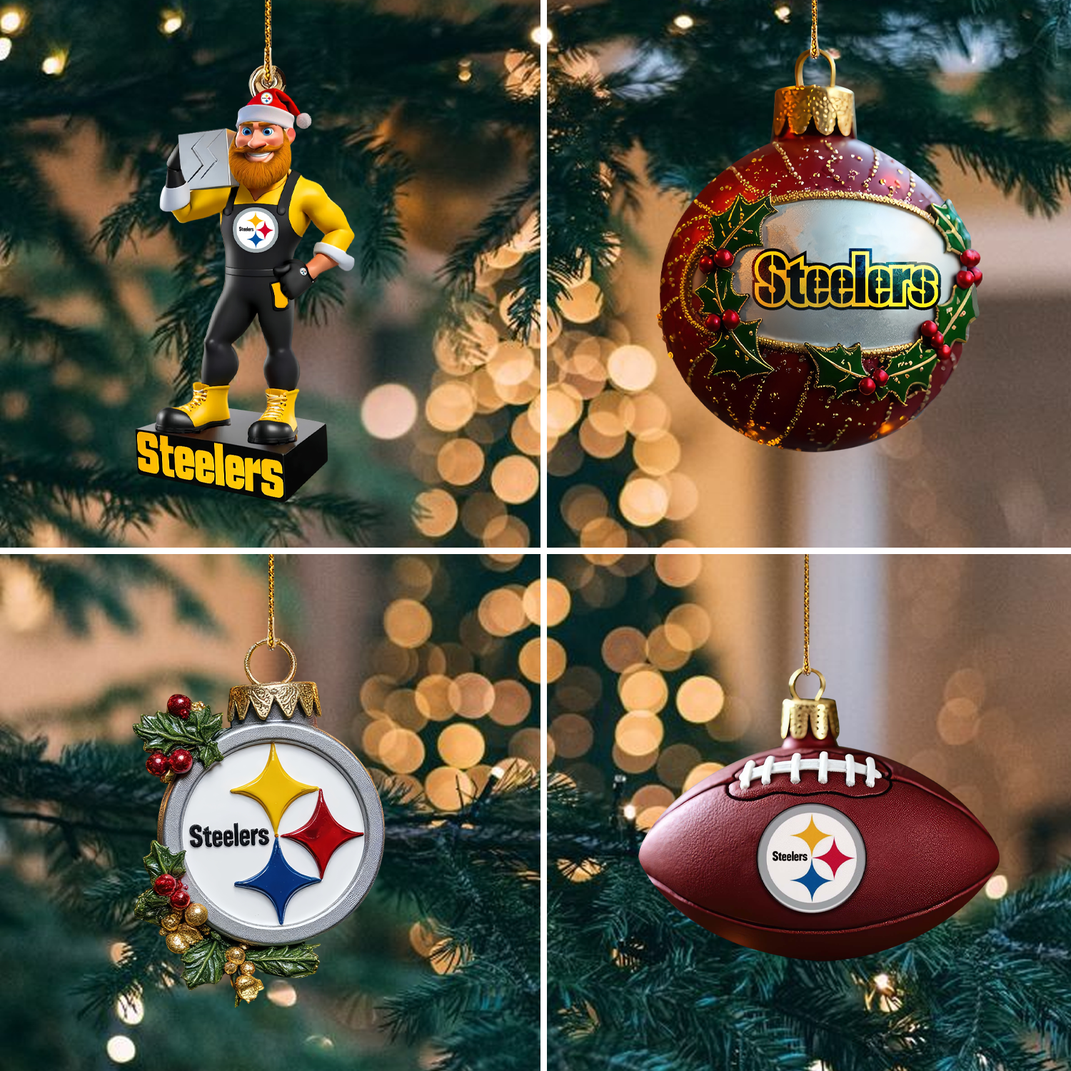 Sportswearmerch Pittsburgh Steelers NFL x Christmas Acrylic Ornament Gift For Fan