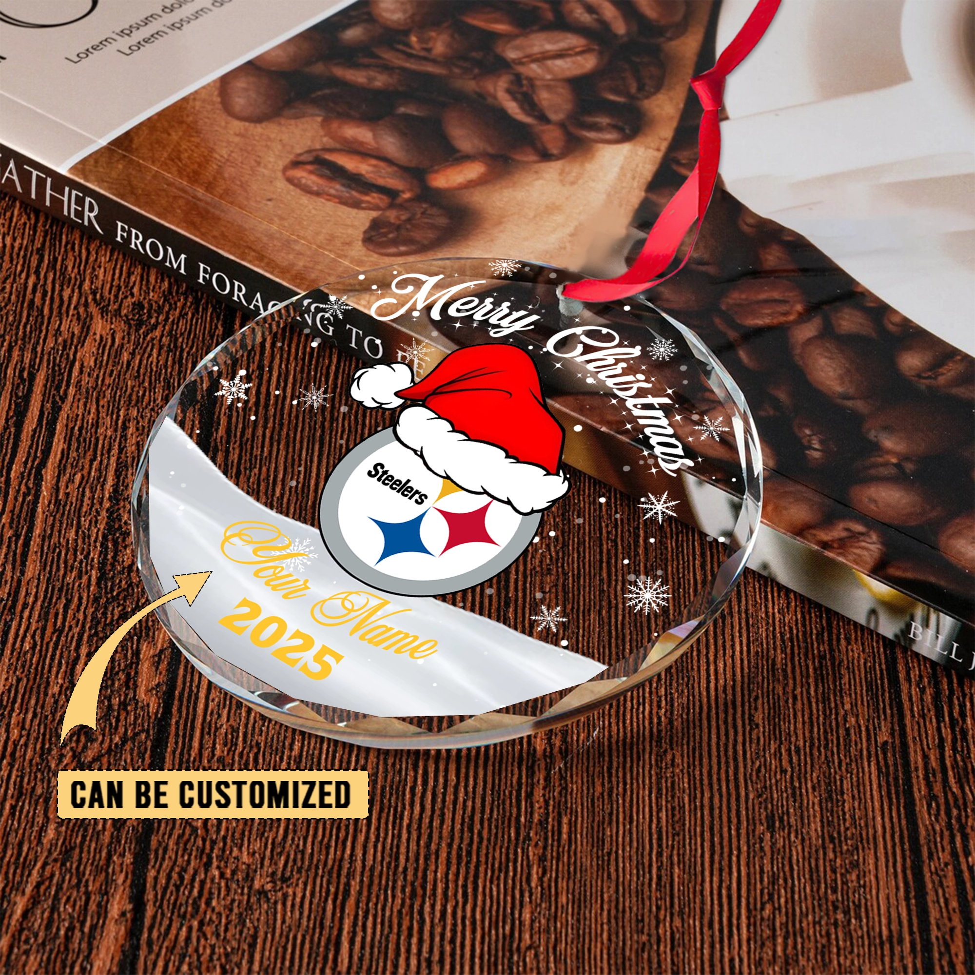 Sportswearmerch Pittsburgh Steelers NFL x Christmas Glass Ornament Gift For Fan