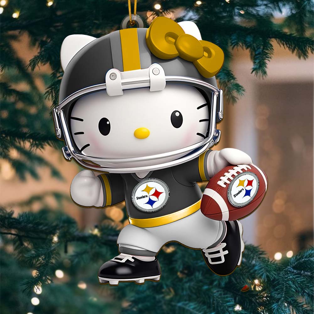 Sportswearmerch Pittsburgh Steelers NFL x Hello Kitty Personalized Acrylic Ornament Gift For Fans