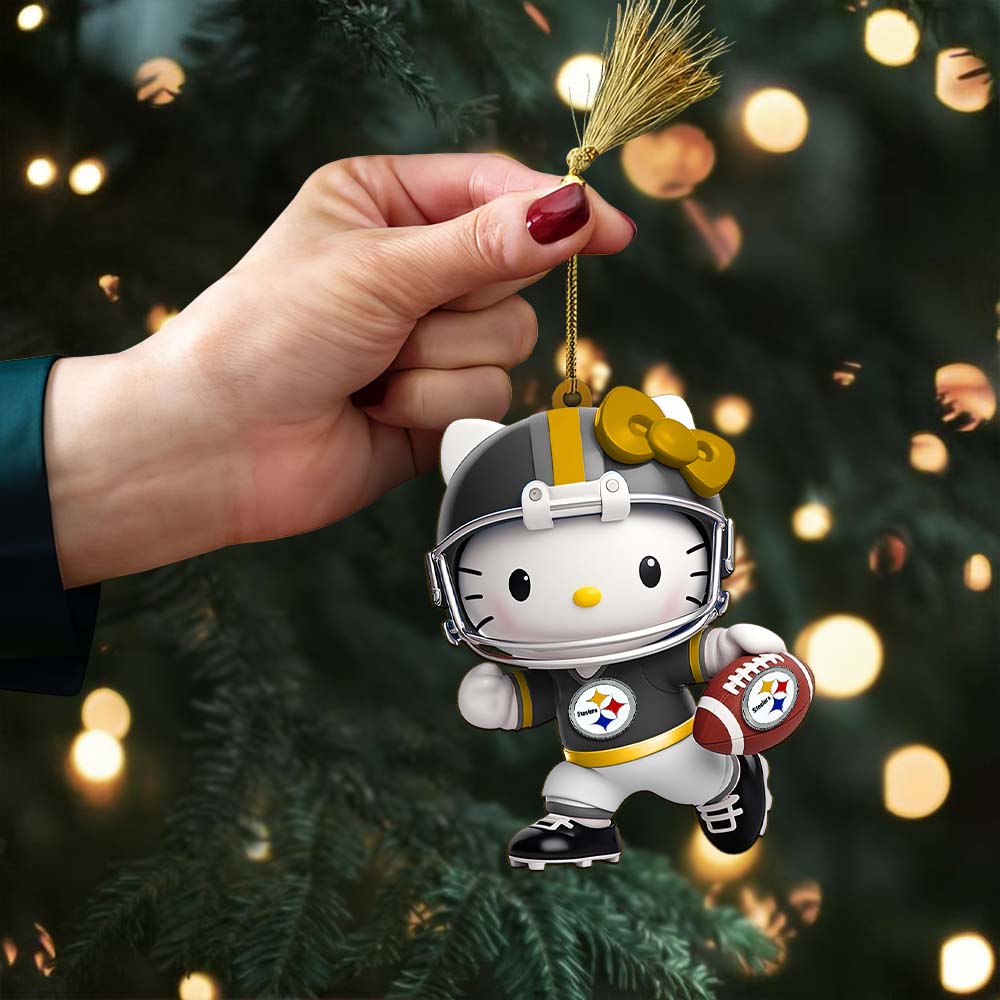 Sportswearmerch Pittsburgh Steelers NFL x Hello Kitty Personalized Acrylic Ornament Gift For Fans