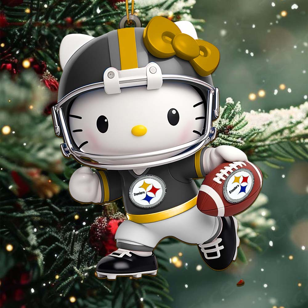 Sportswearmerch Pittsburgh Steelers NFL x Hello Kitty Personalized Acrylic Ornament Gift For Fans