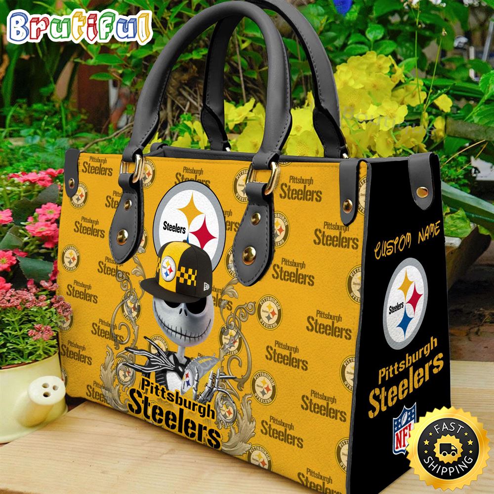 Sportswearmerch Pittsburgh Steelers NFL x Jack Skellington Women Leather Bag For Fan