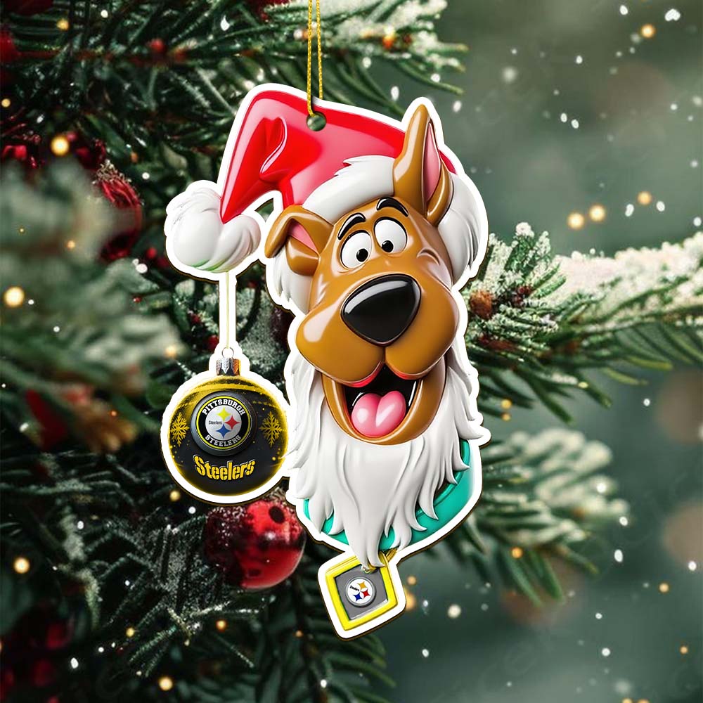 Sportswearmerch Pittsburgh Steelers NFL x Scooby doo x Christmas Acrylic Ornament Gift For Fan