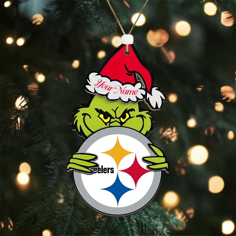 Sportswearmerch Pittsburgh Steelers NFL x The Grinch Christmas Acrylic Ornament Gift For Fans
