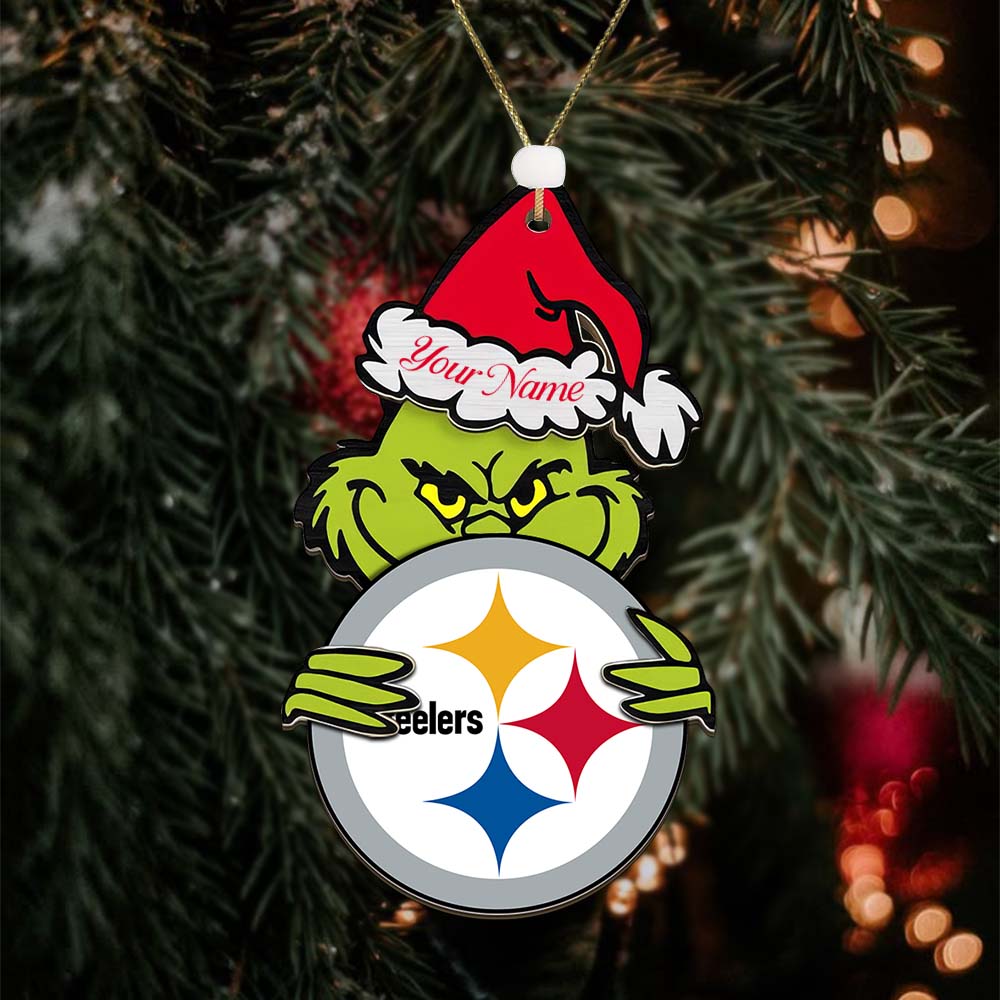 Sportswearmerch Pittsburgh Steelers NFL x The Grinch Christmas Acrylic Ornament Gift For Fans