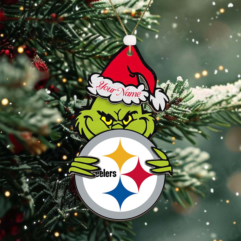 Sportswearmerch Pittsburgh Steelers NFL x The Grinch Christmas Acrylic Ornament Gift For Fans