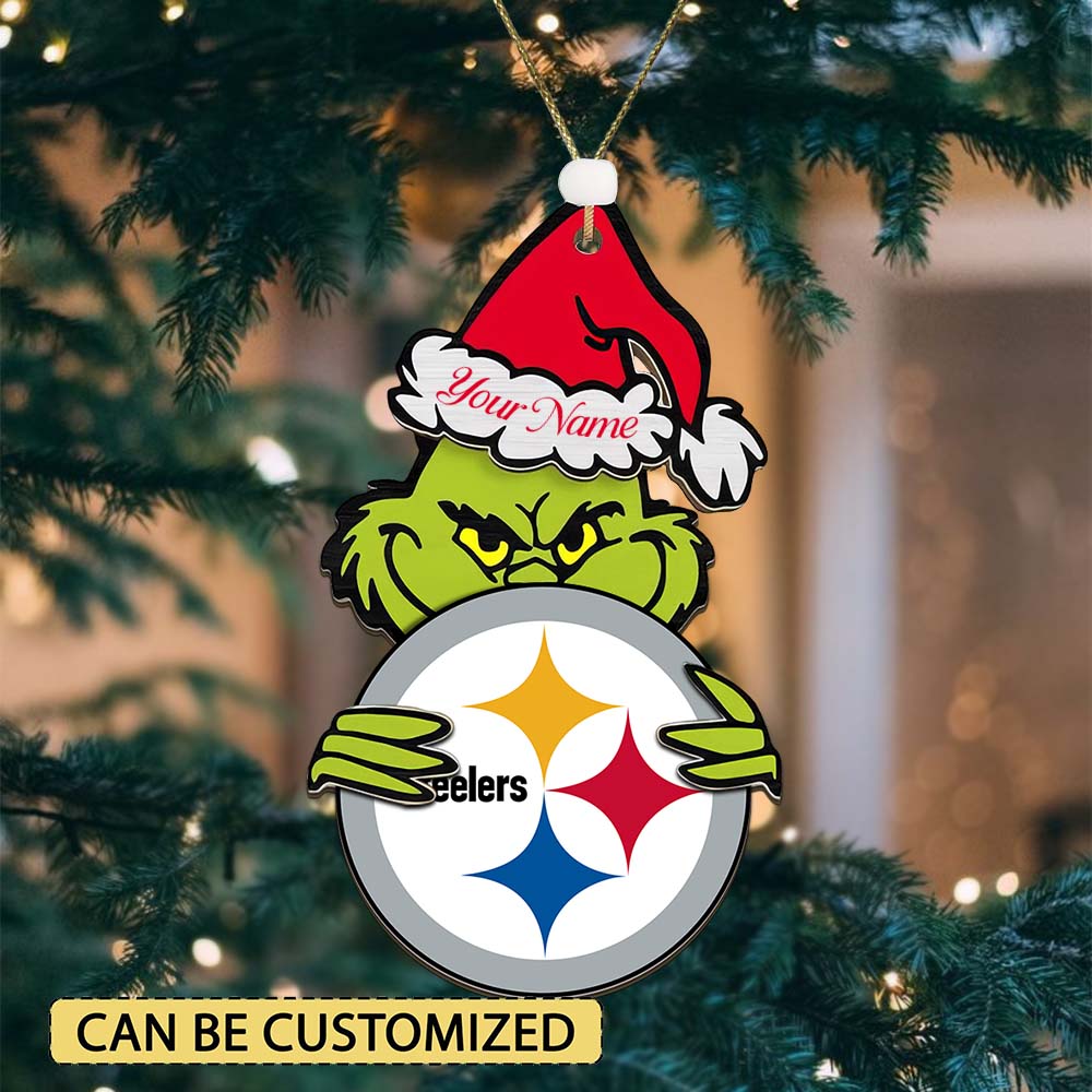 Sportswearmerch Pittsburgh Steelers NFL x The Grinch Christmas Acrylic Ornament Gift For Fans