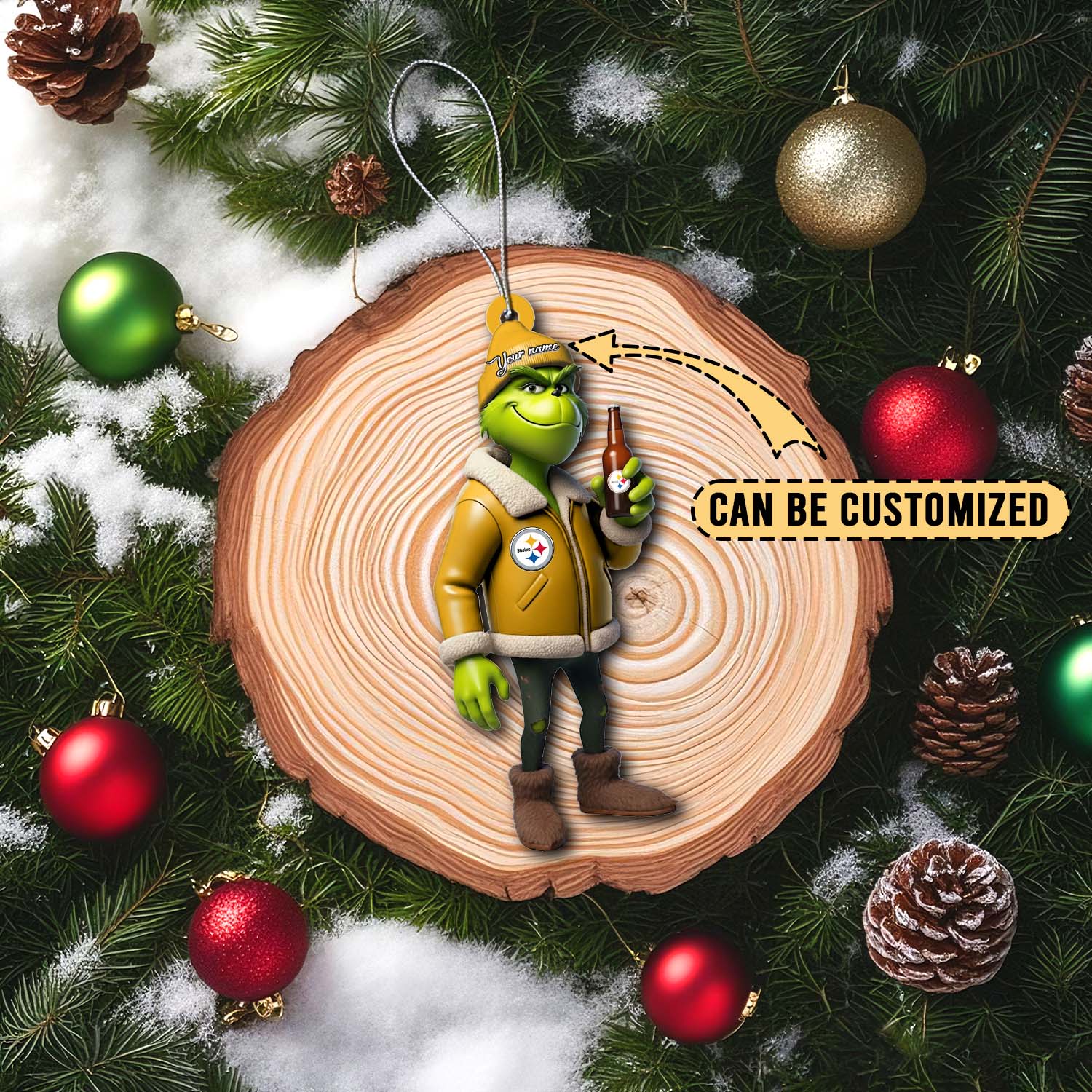 Sportswearmerch Pittsburgh Steelers NFL x The Grinh Acrylic Ornament Gift For Fans