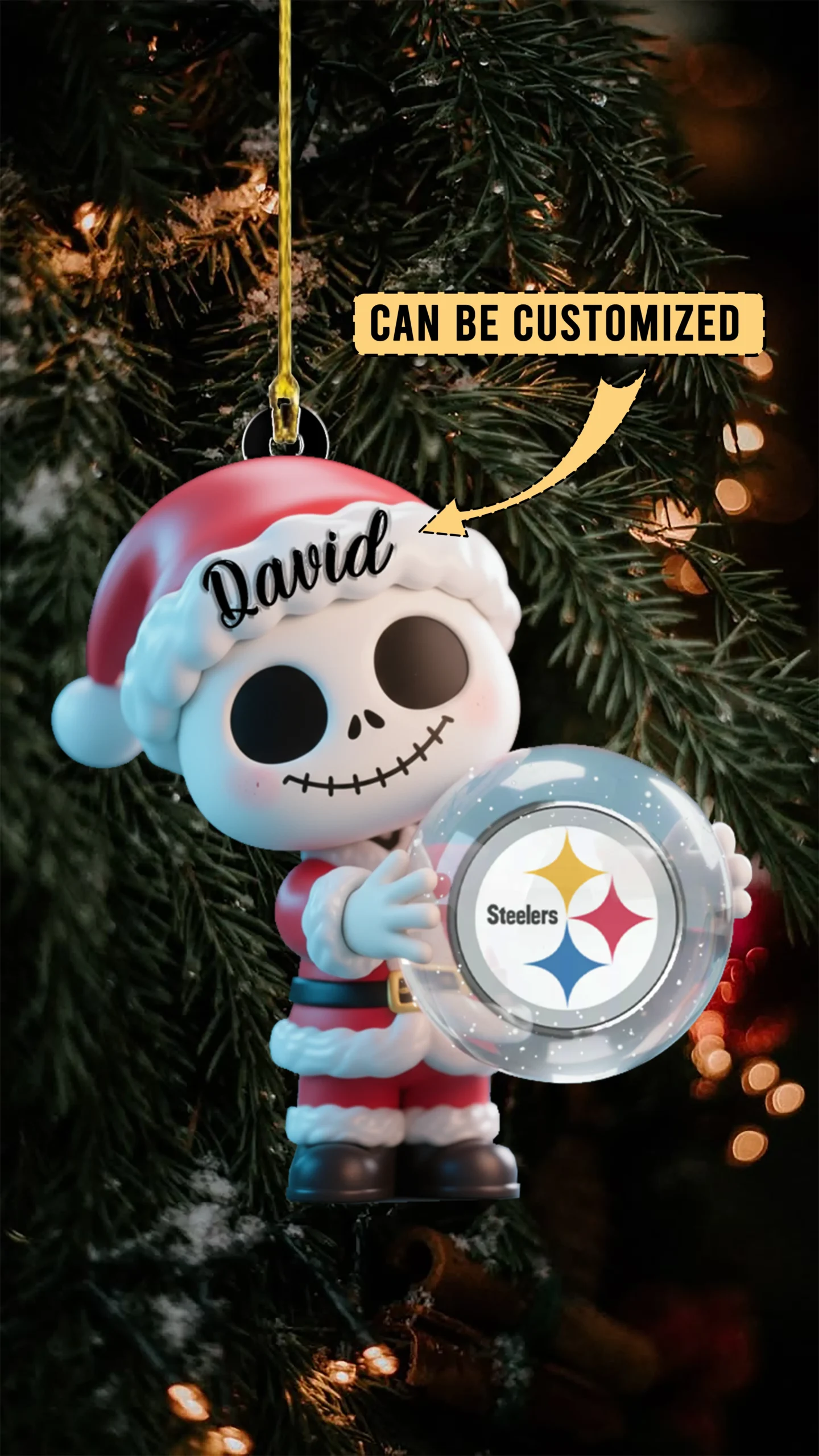 Sportswearmerch Pittsburgh Steelers NFL x The Nightmare Before Christmas Acrylic Ornament Gift For Fans