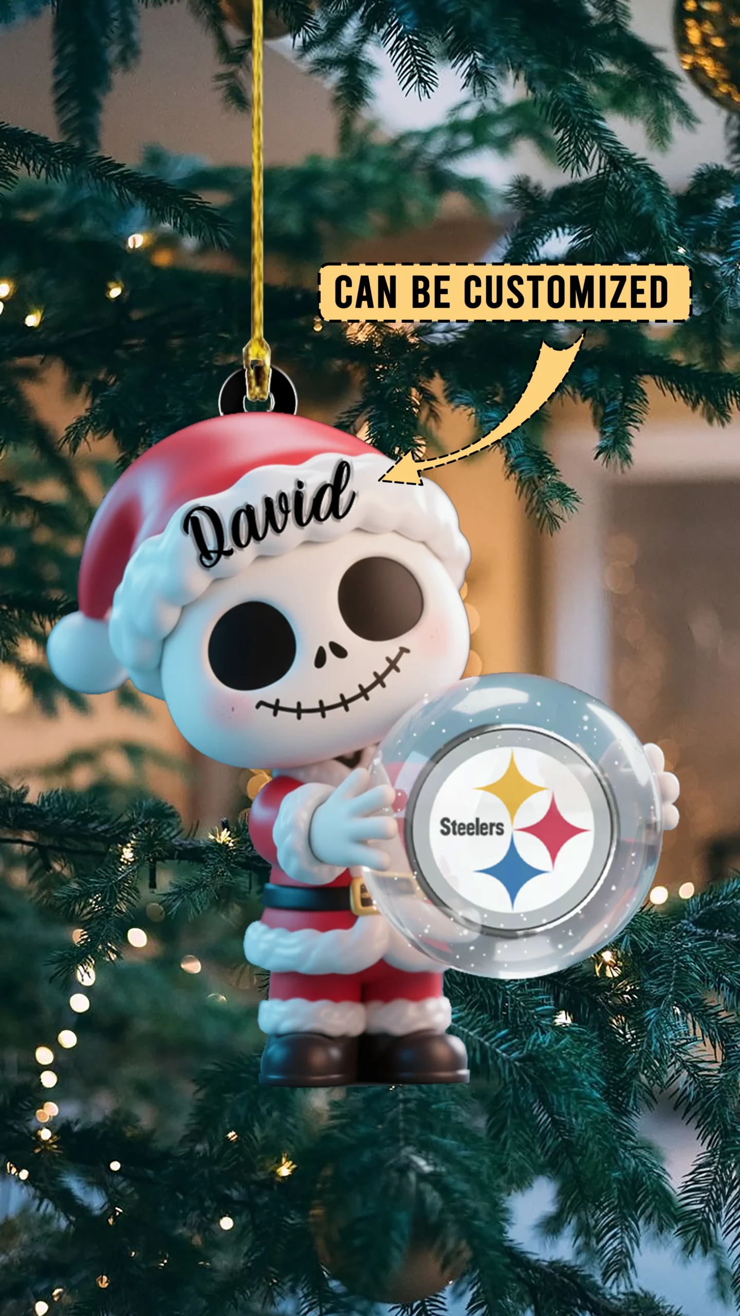 Sportswearmerch Pittsburgh Steelers NFL x The Nightmare Before Christmas Acrylic Ornament Gift For Fans